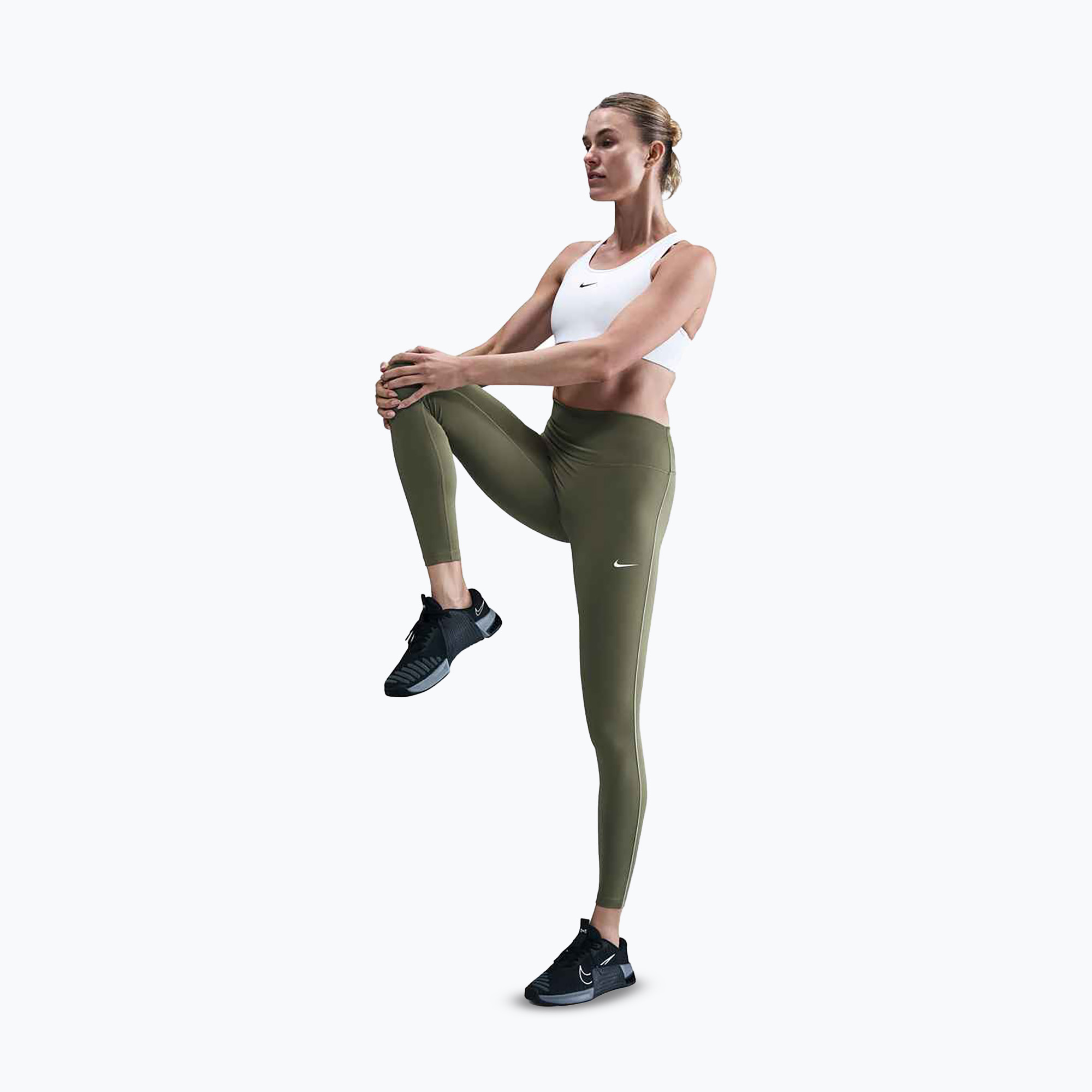 Legginsy damskie Nike One High-Waisted medium olive/white 