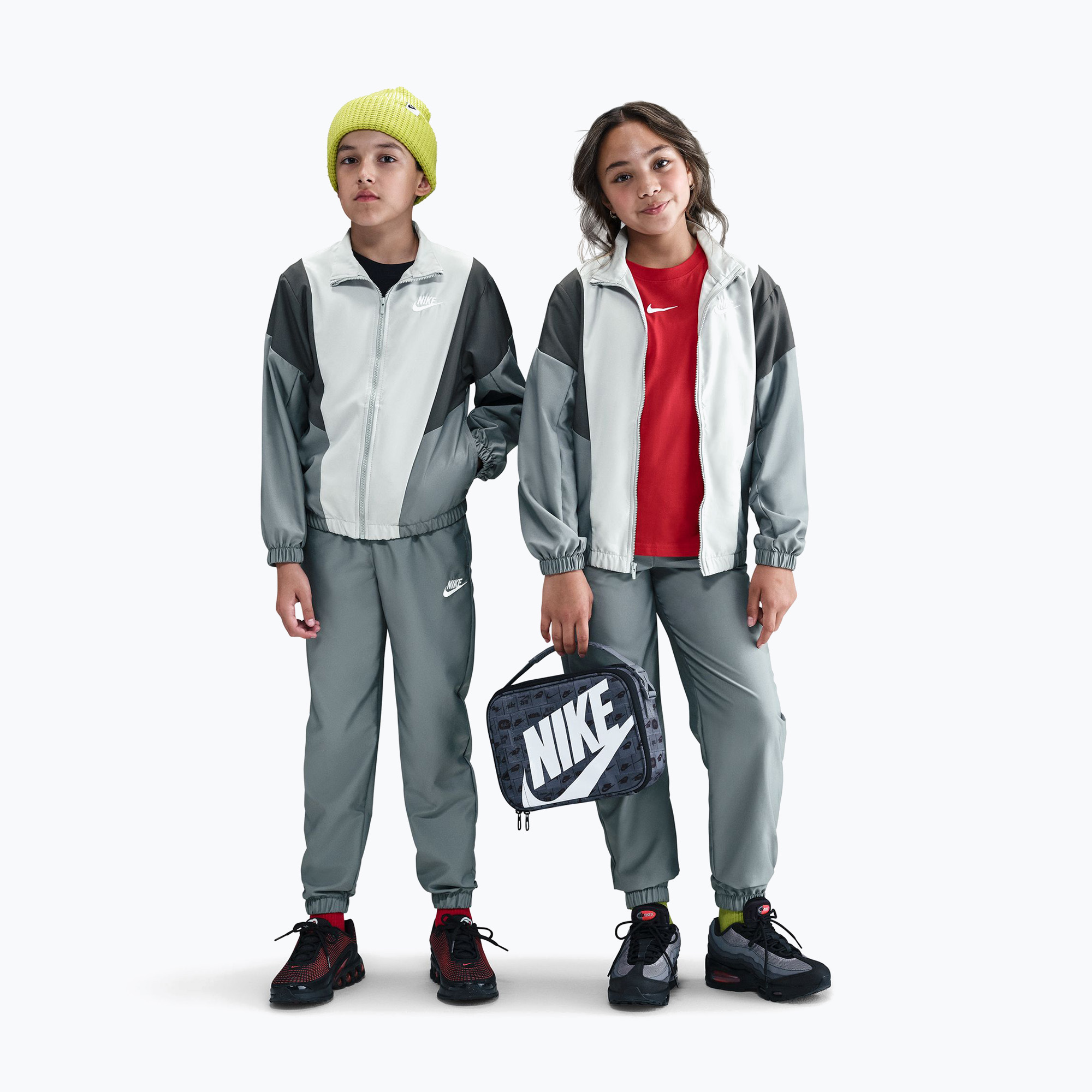 Детски анцуг Nike Sportswear Woven smoke grey/light smoke grey/white