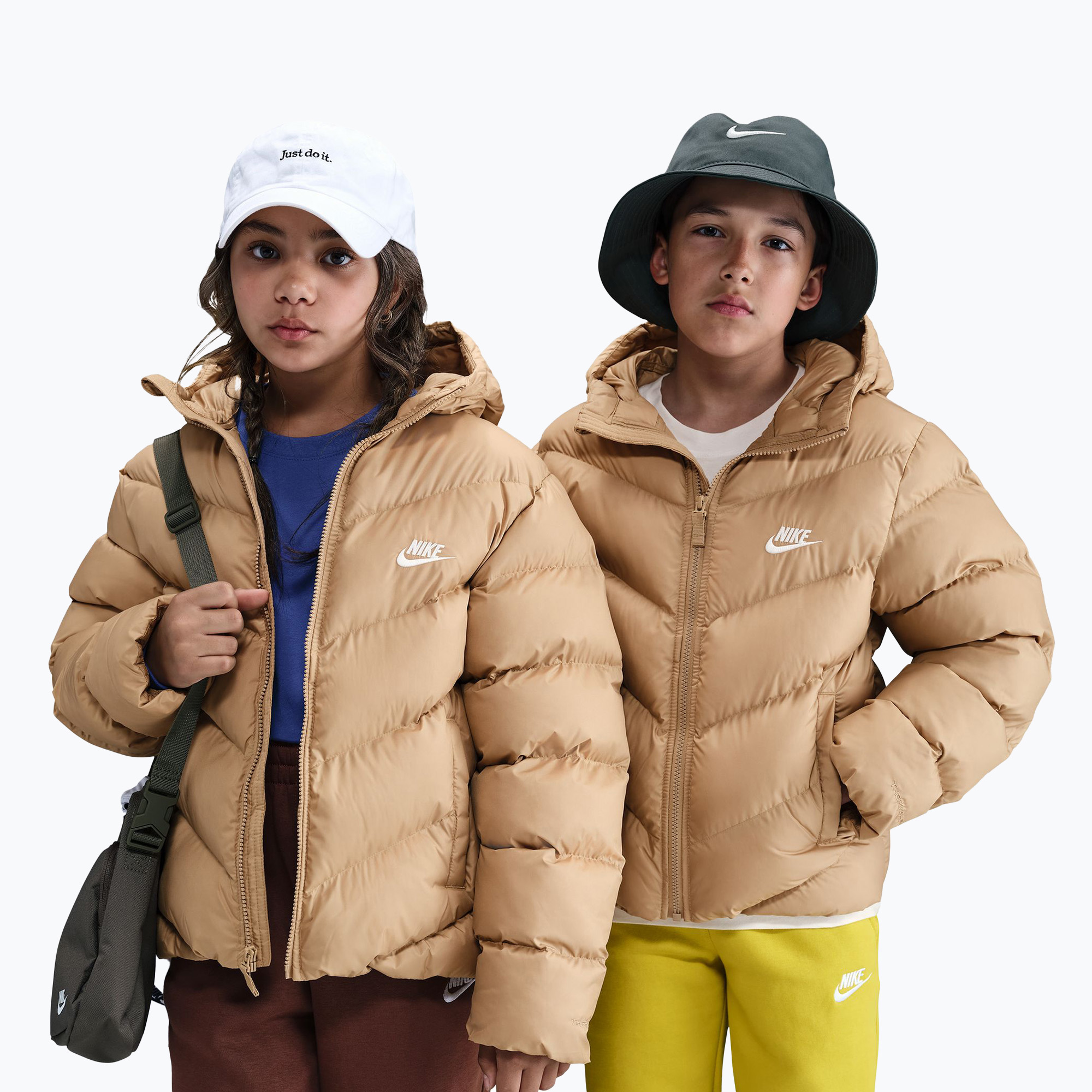 Kurtka ocieplana dziecięca Nike Sportswear All Day Play hemp/white 