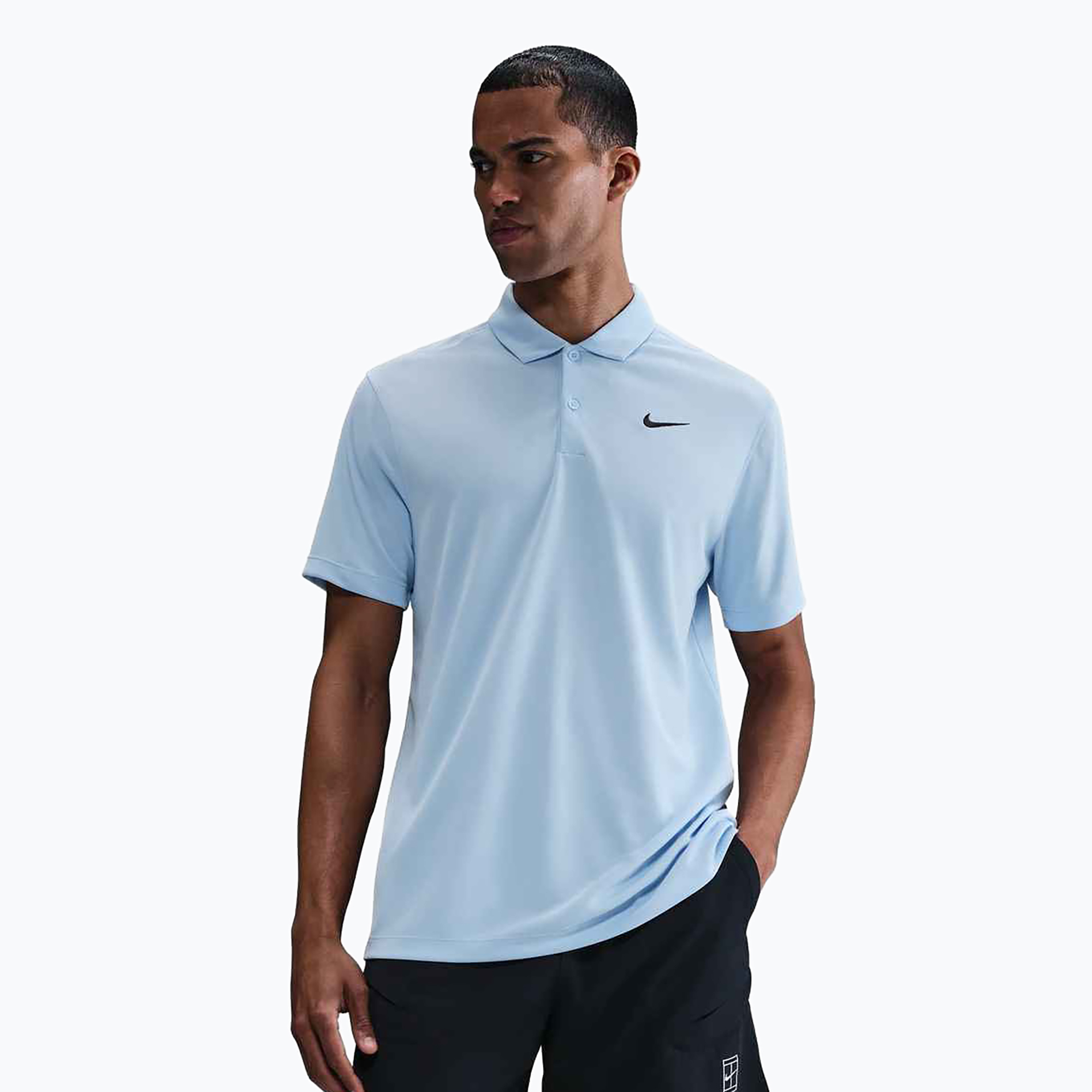 Koszulka tenisowa męska Nike Court Dri-Fit Polo Solid celestine blue/black 