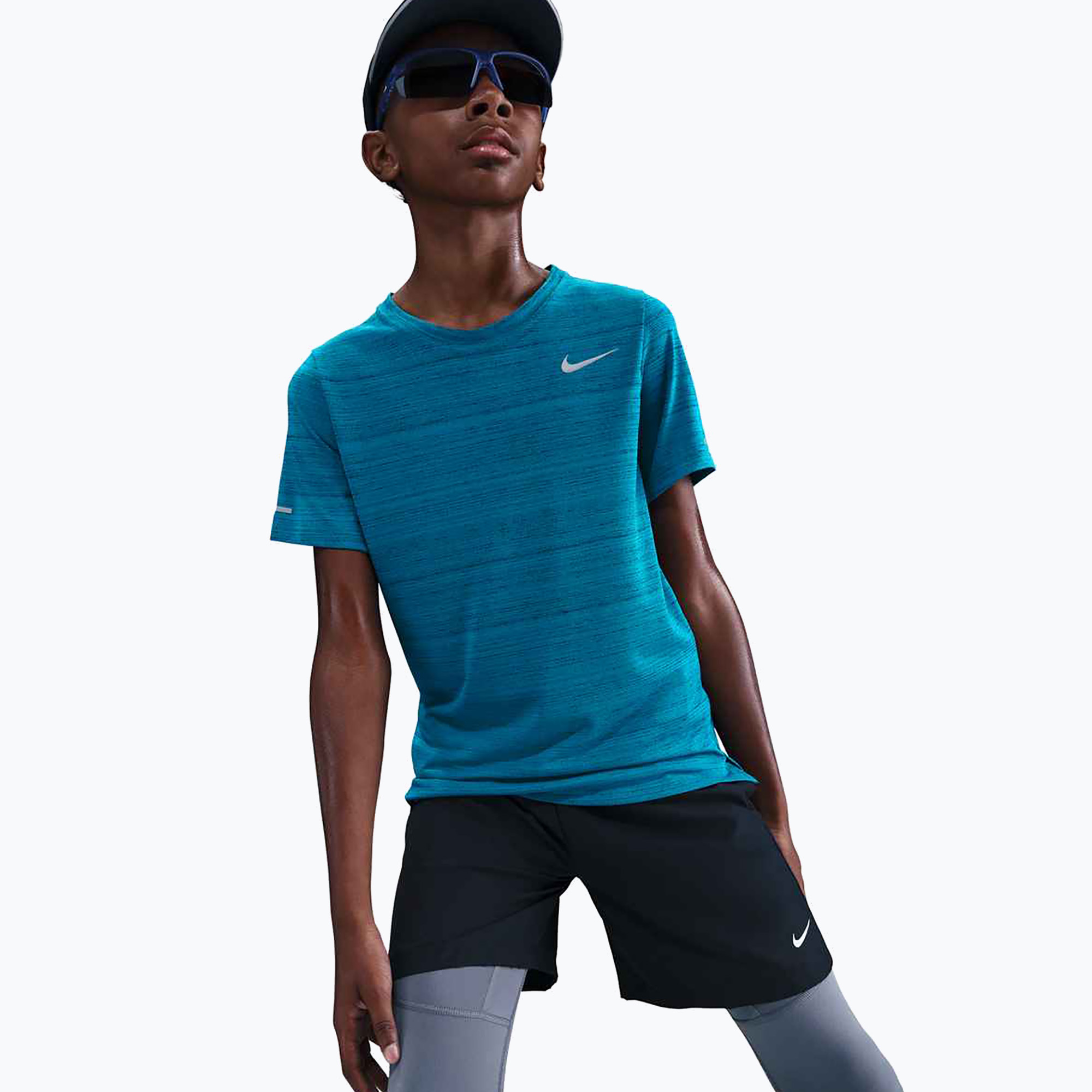 Koszulka treningowa dziecięca Nike Dri-Fit Miler green abyss/green abyss 