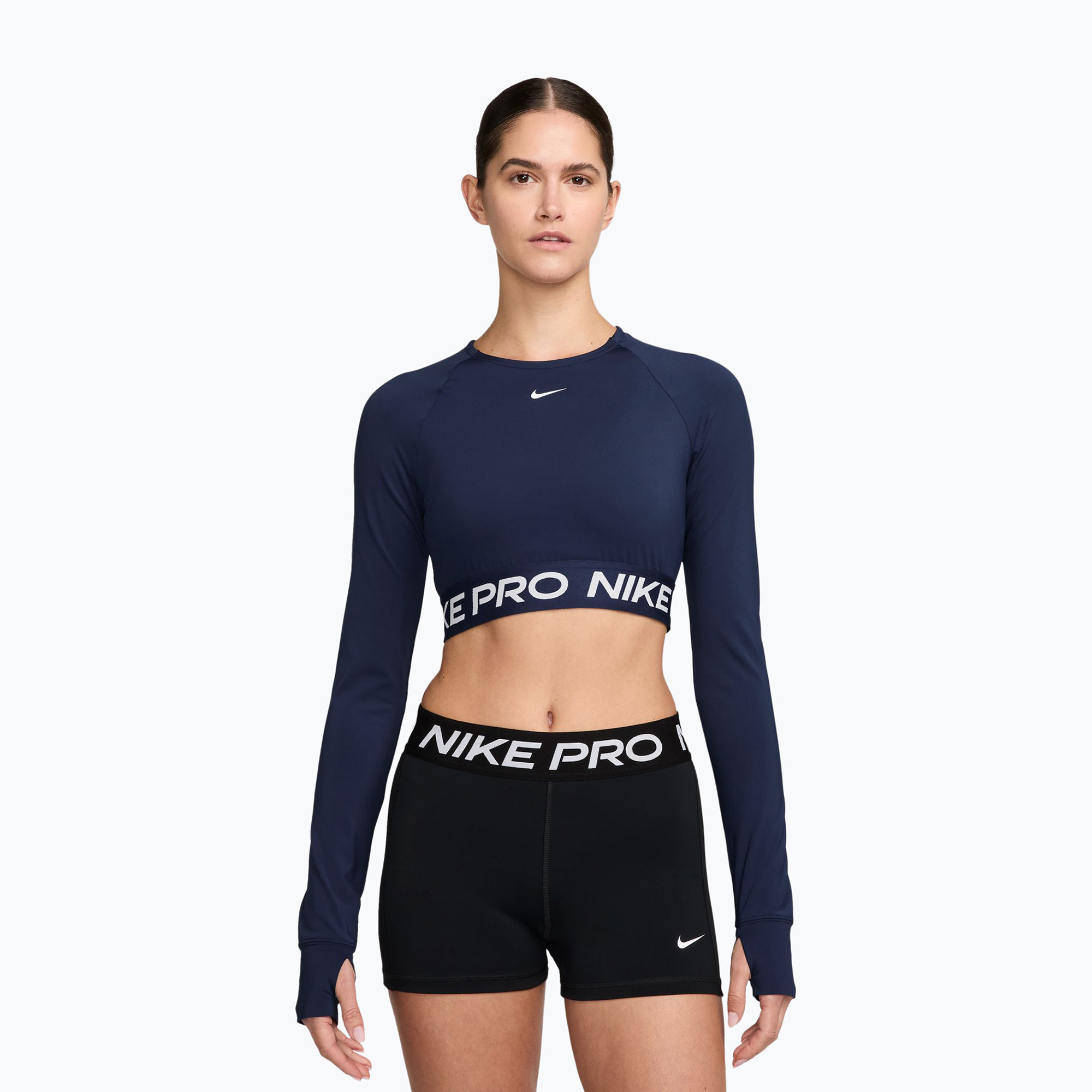 Дамска тренировъчна блуза с дълъг ръкав Nike Pro 365 Dri-Fit midnight navy/white