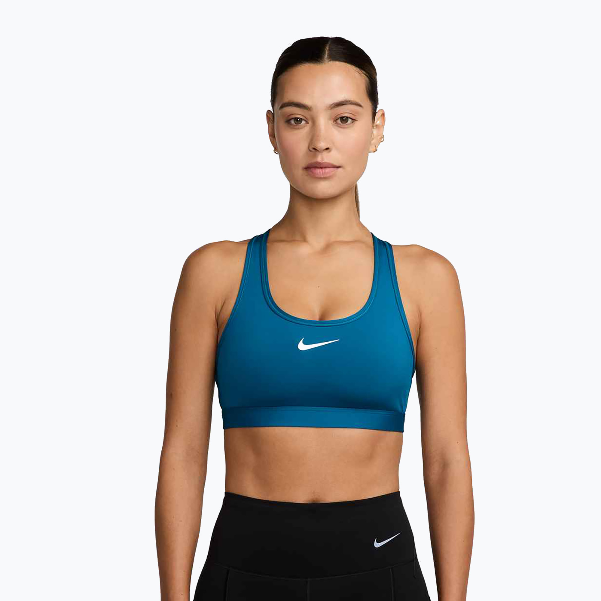 Biustonosz treningowy Nike Swoosh Medium Support green abyss/white 