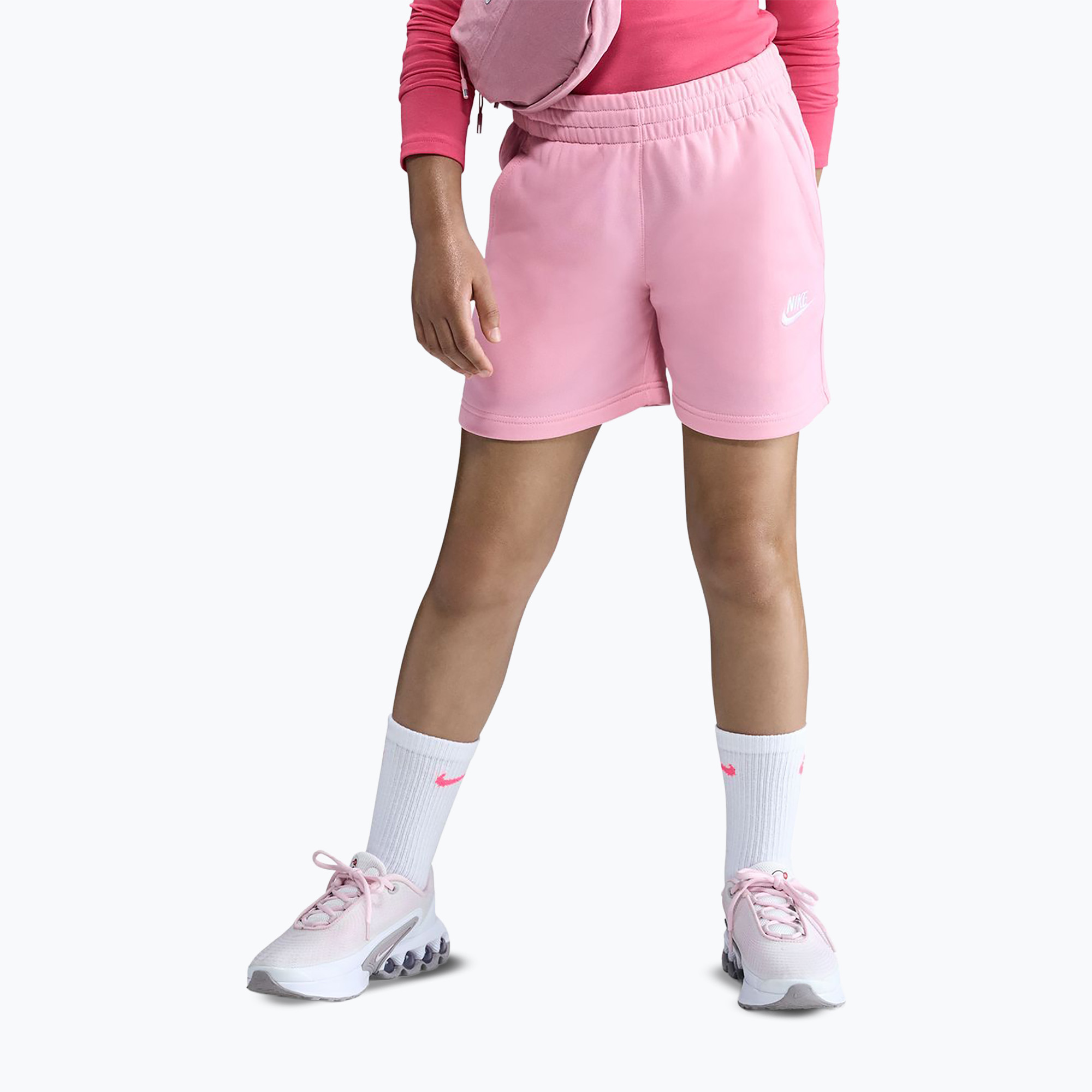Spodenki dziecięce Nike Sportswear Club Fleece med soft pink/med soft pink/white 