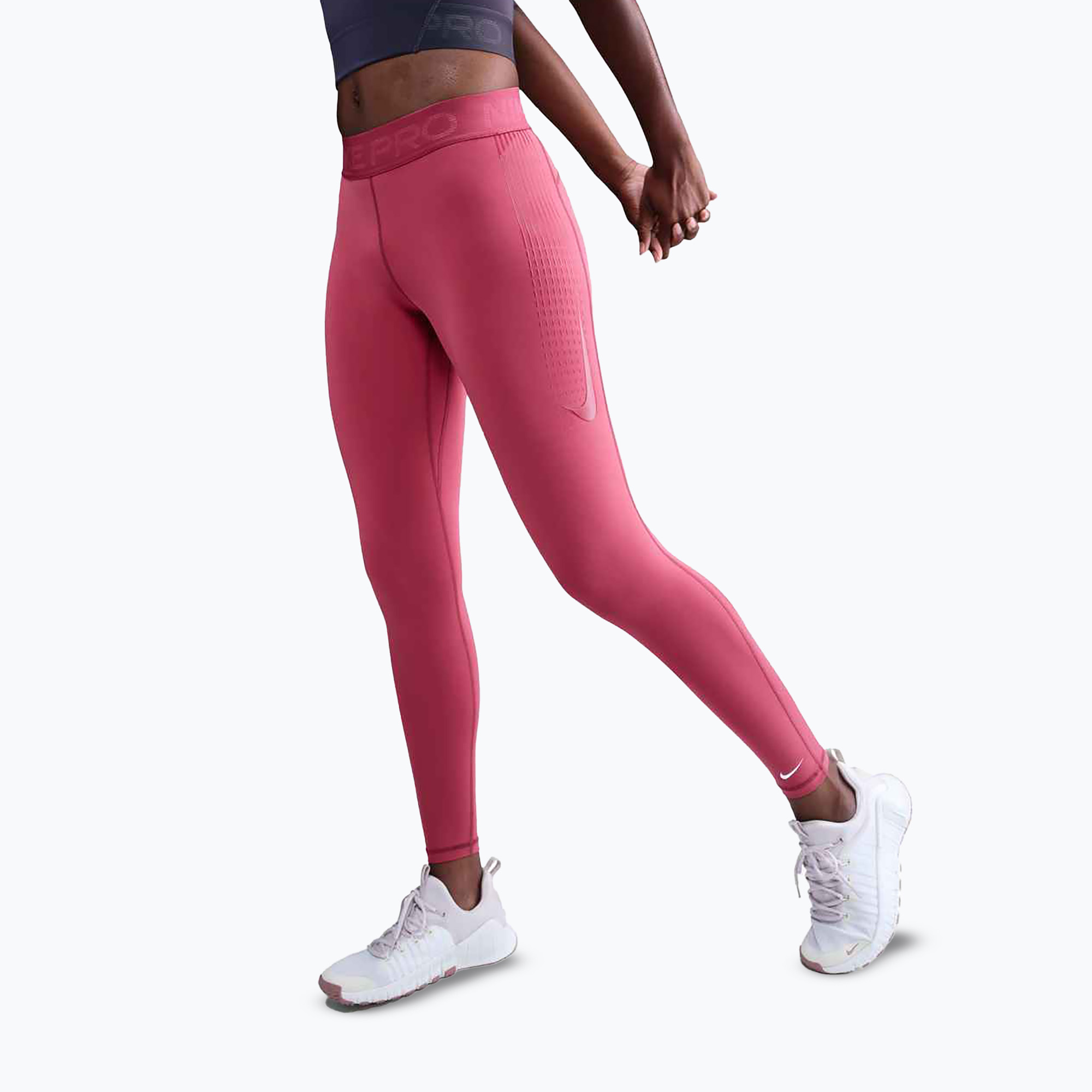 Legginsy treningowe damskie Nike Pro Mid-Rise sweet beet/white