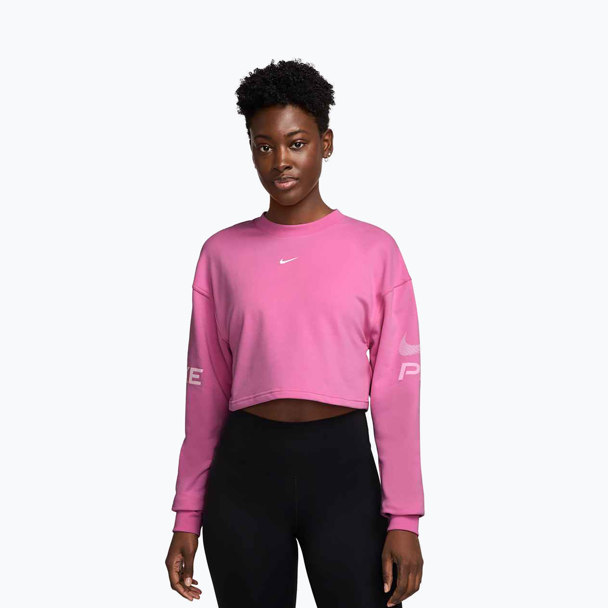 Bluza treningowa damska Nike Pro Dri-Fit Loose Crew-Neck playful pink/pink foam/white 