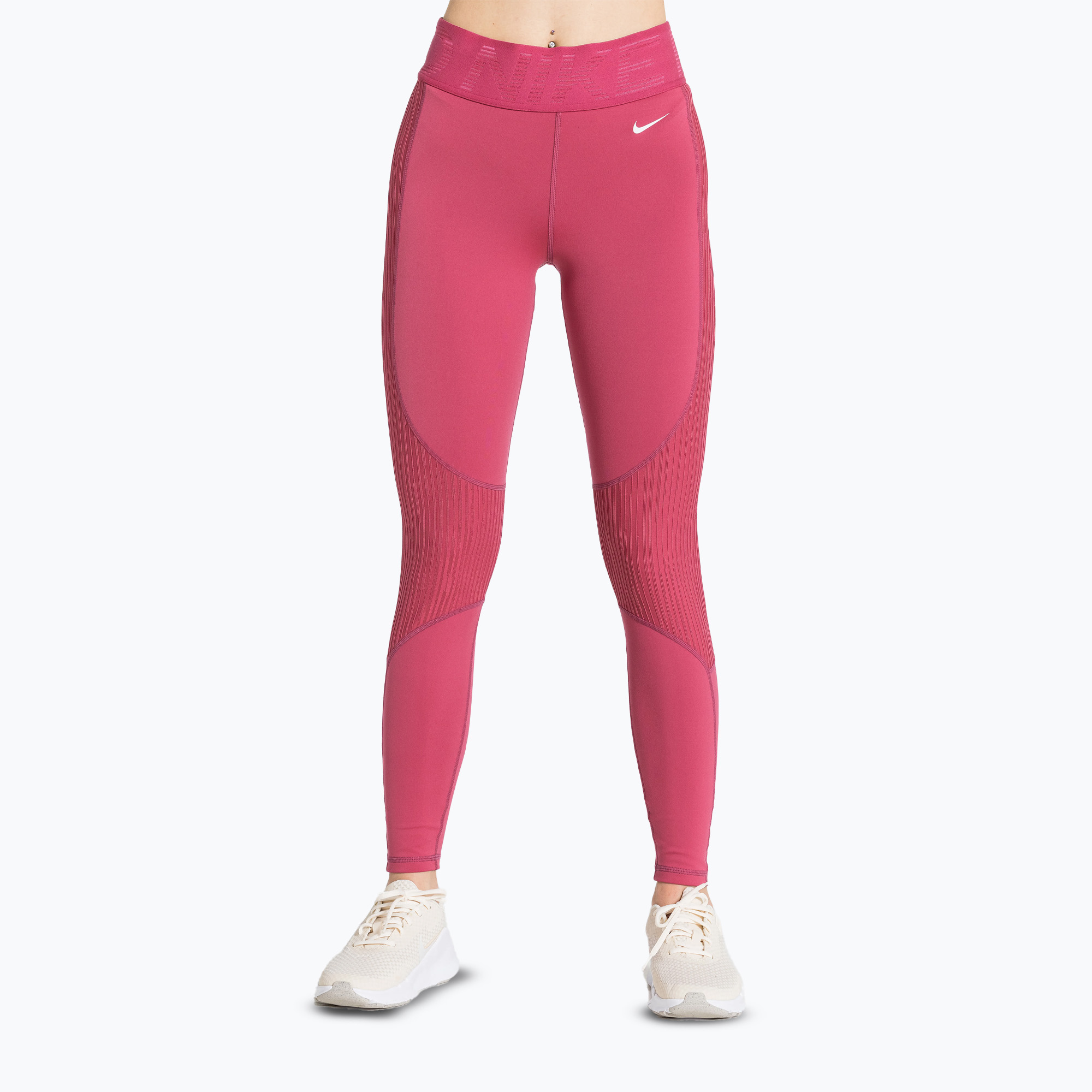 Legginsy treningowe damskie Nike Pro High-Waisted sweet beet/white