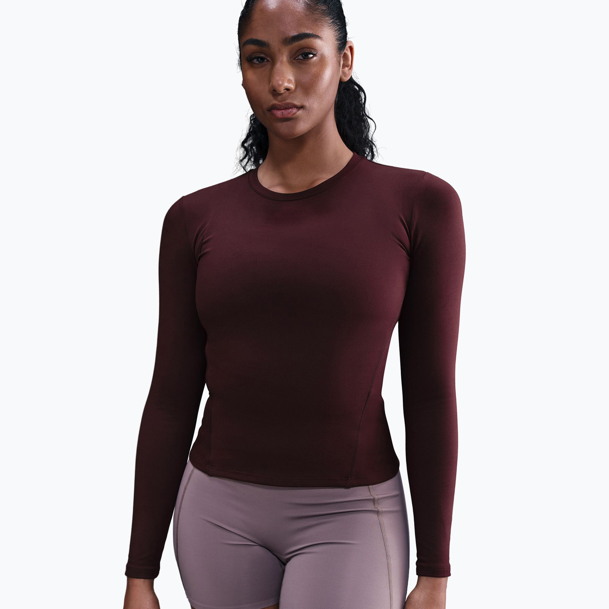 Дамска блуза с дълъг ръкав Nike One Fitted Dri-Fit burgundy crush/white