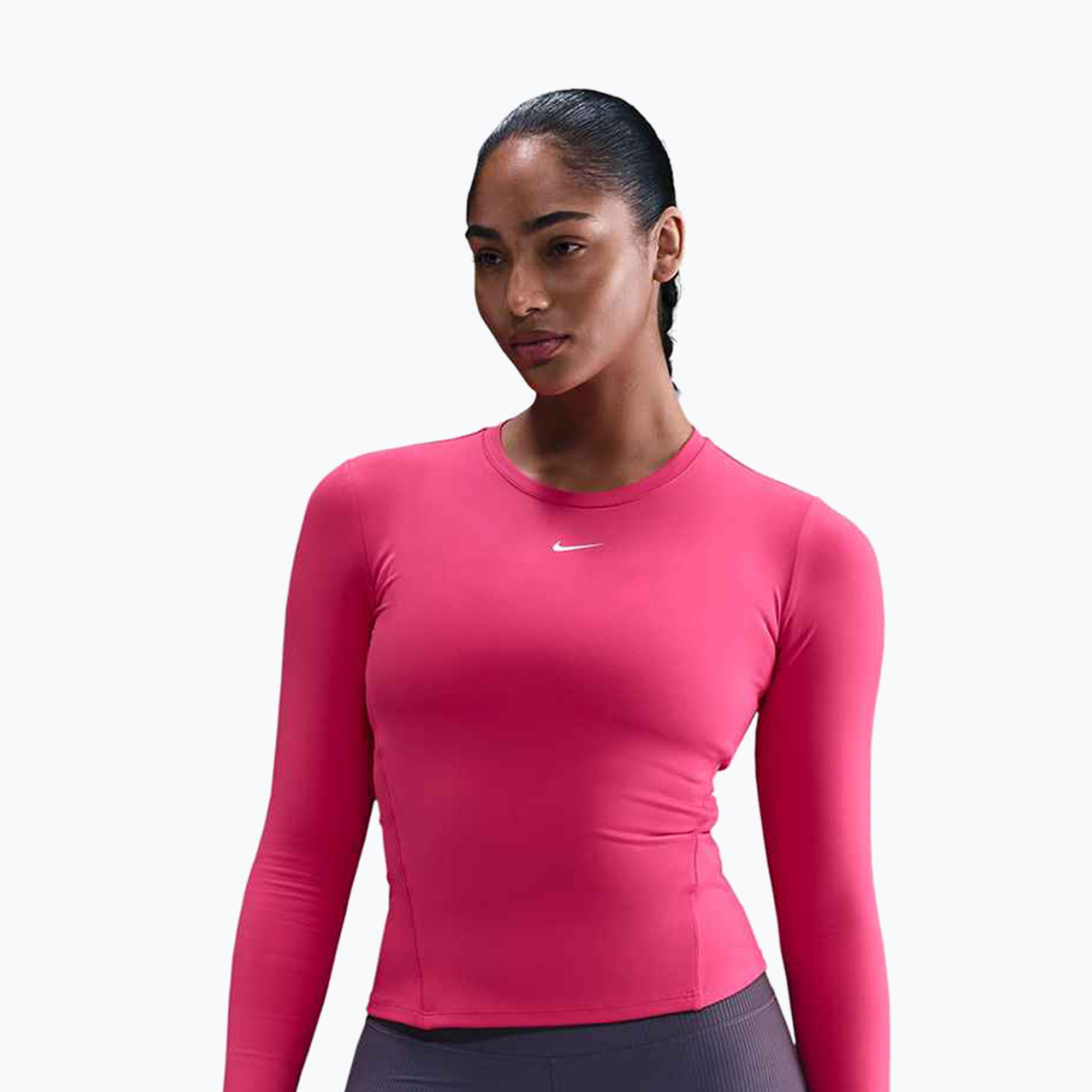 Longsleeve damski Nike One Fitted Dri-Fit rush pink/white 