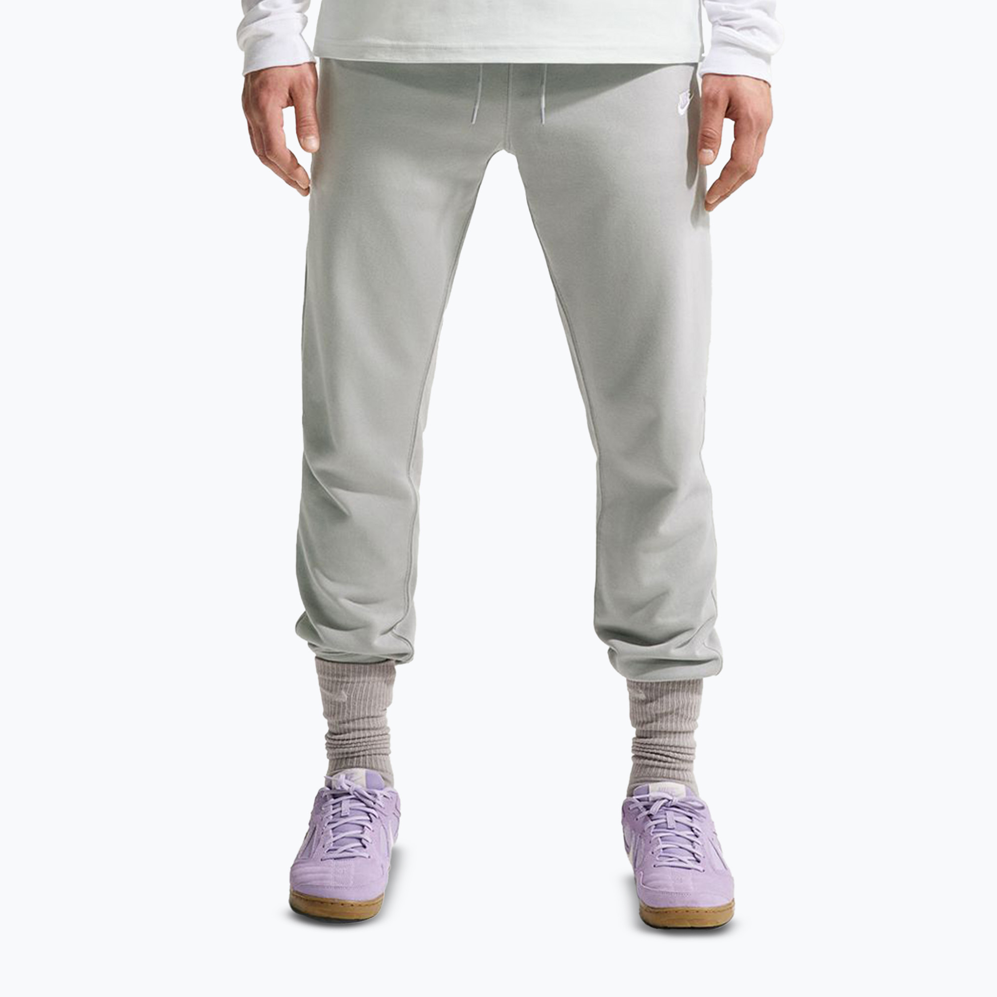 Spodnie męskie Nike Club French Terry Joggers light smoke grey/light smoke grey/white 