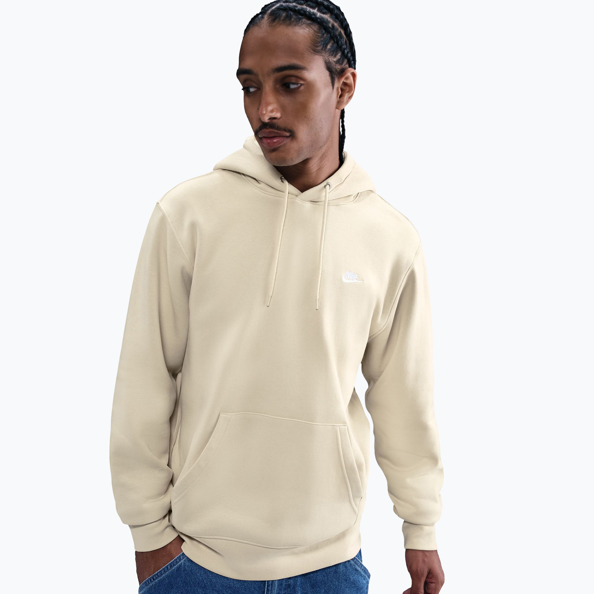 Bluza męska Nike Club Pullover Hoodie light khaki/light khaki/white 