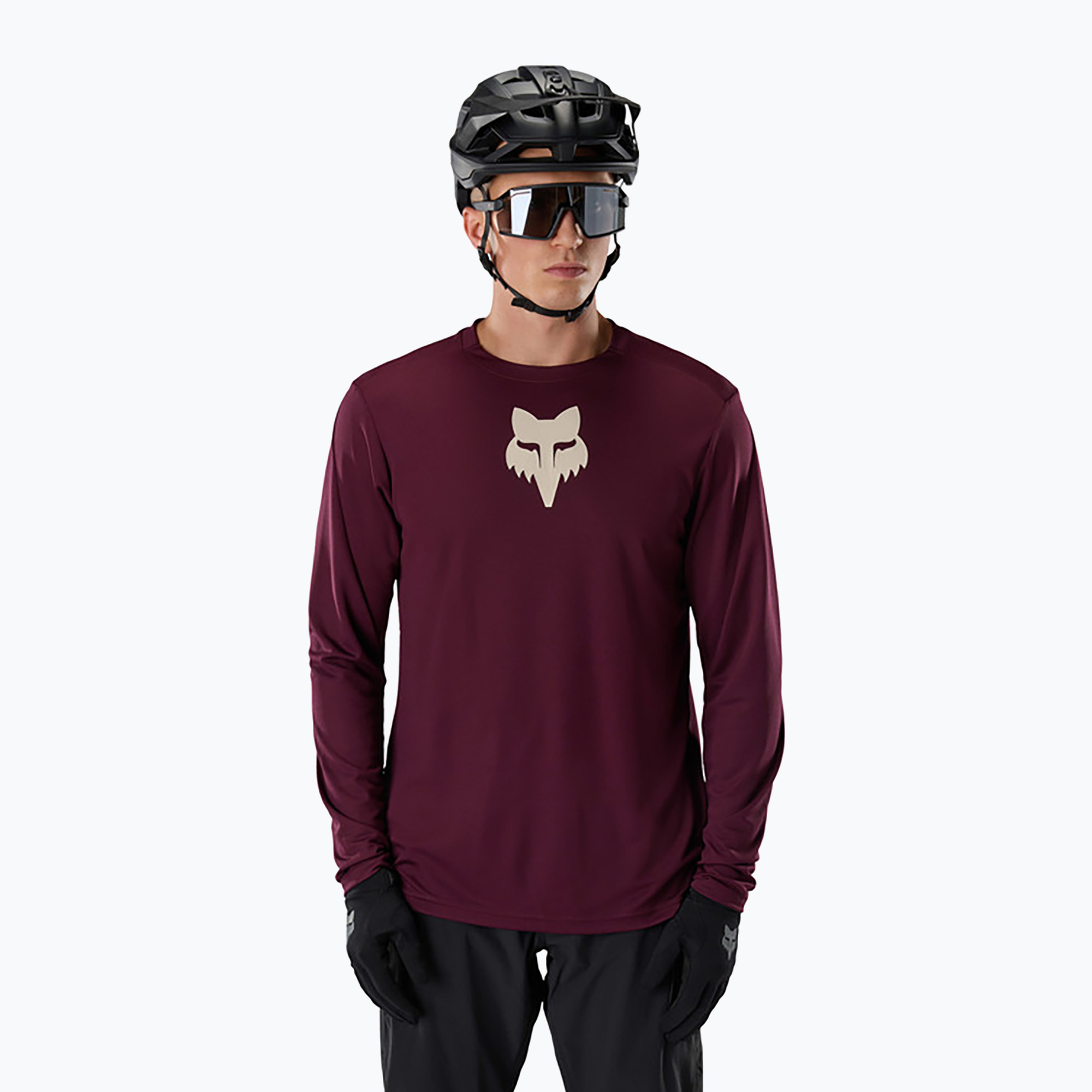 Longsleeve de ciclism pentru bărbați Fox Racing Ranger Fox Head LS dark maroon