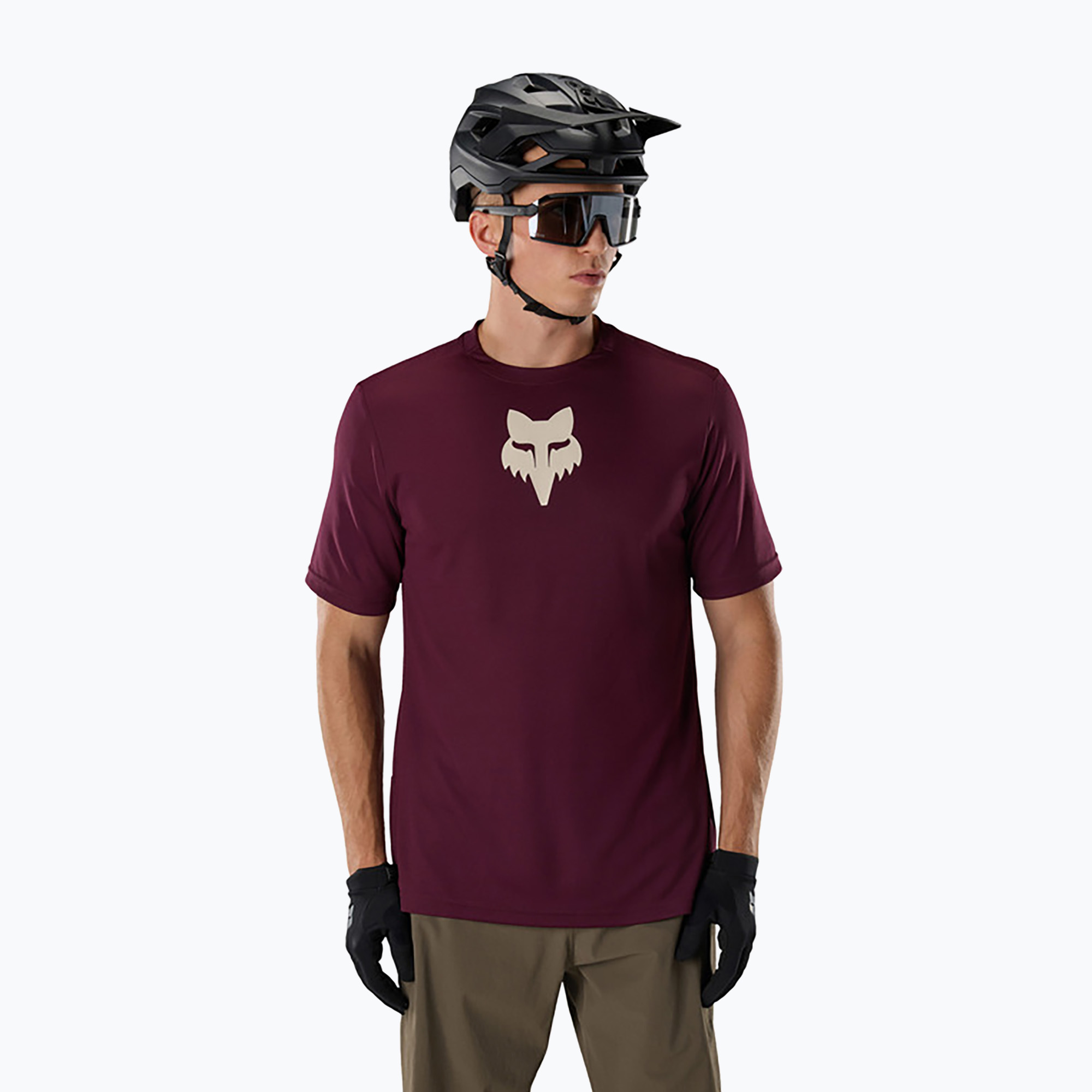 Tricou de ciclism pentru bărbați Fox Racing Ranger Fox Head SS dark maroon