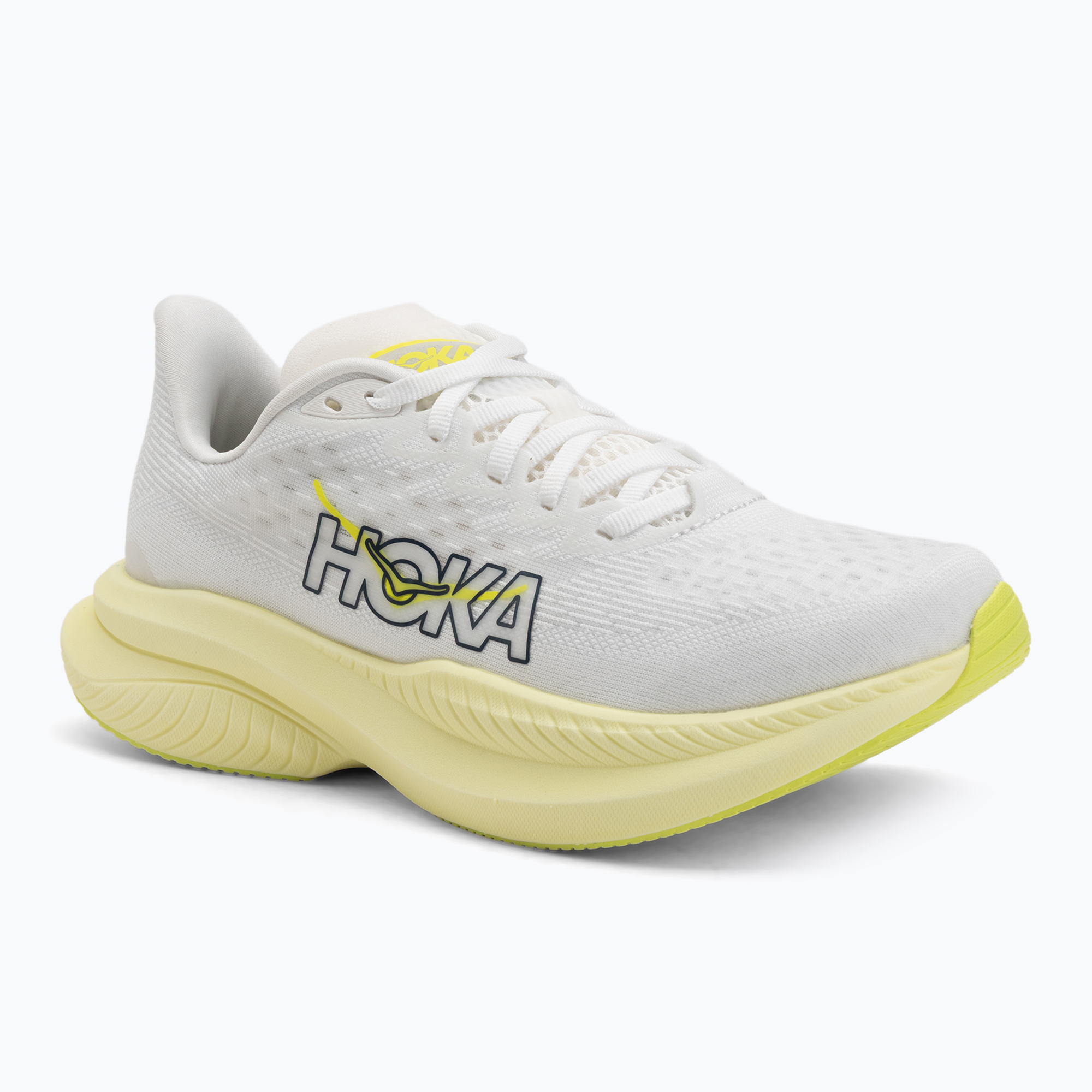 Dámske bežecké topánky HOKA Mach 6 white/neon hoka citrus (Mach 6 1147810-WNH)