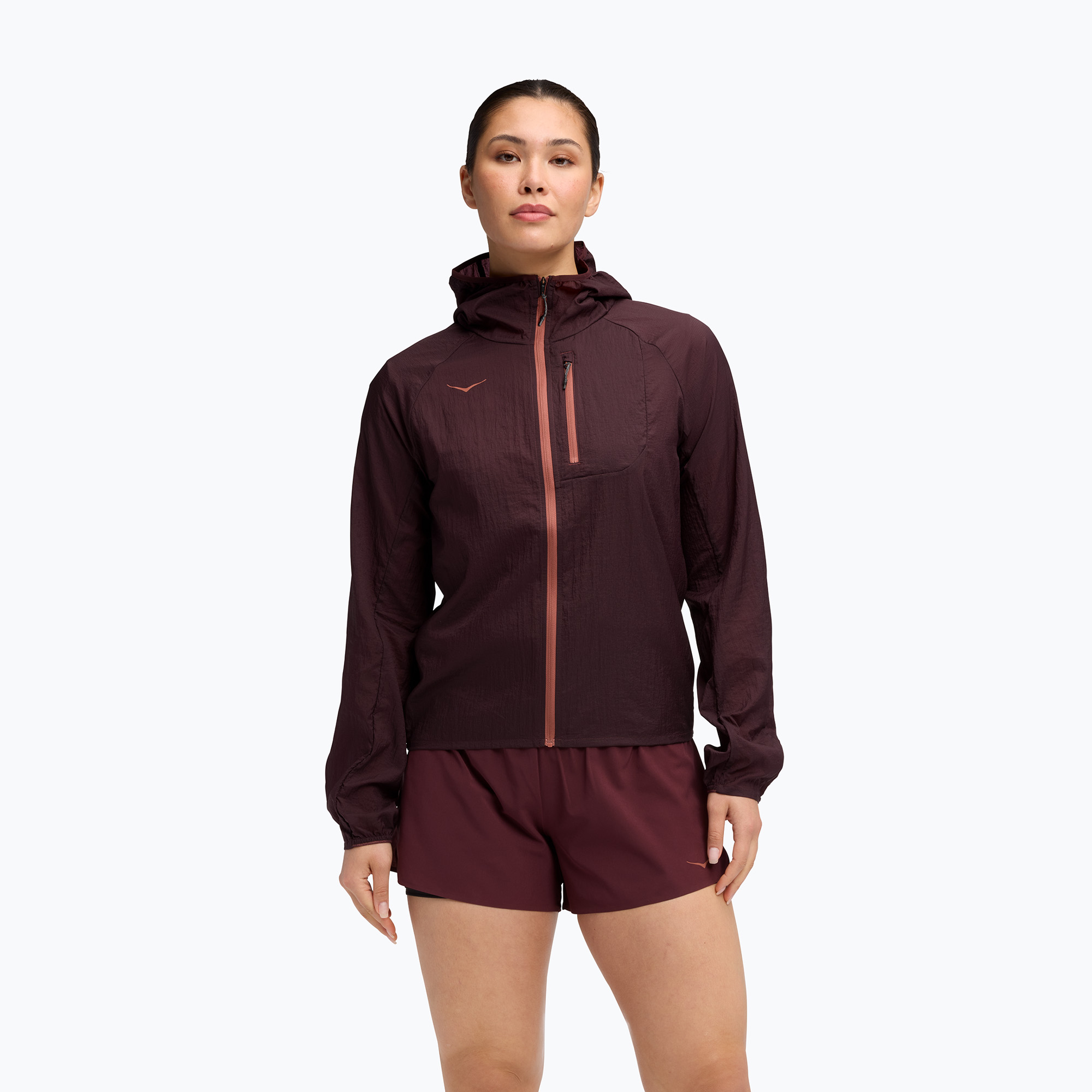 Kurtka do biegania damska HOKA Skyflow black cherry 
