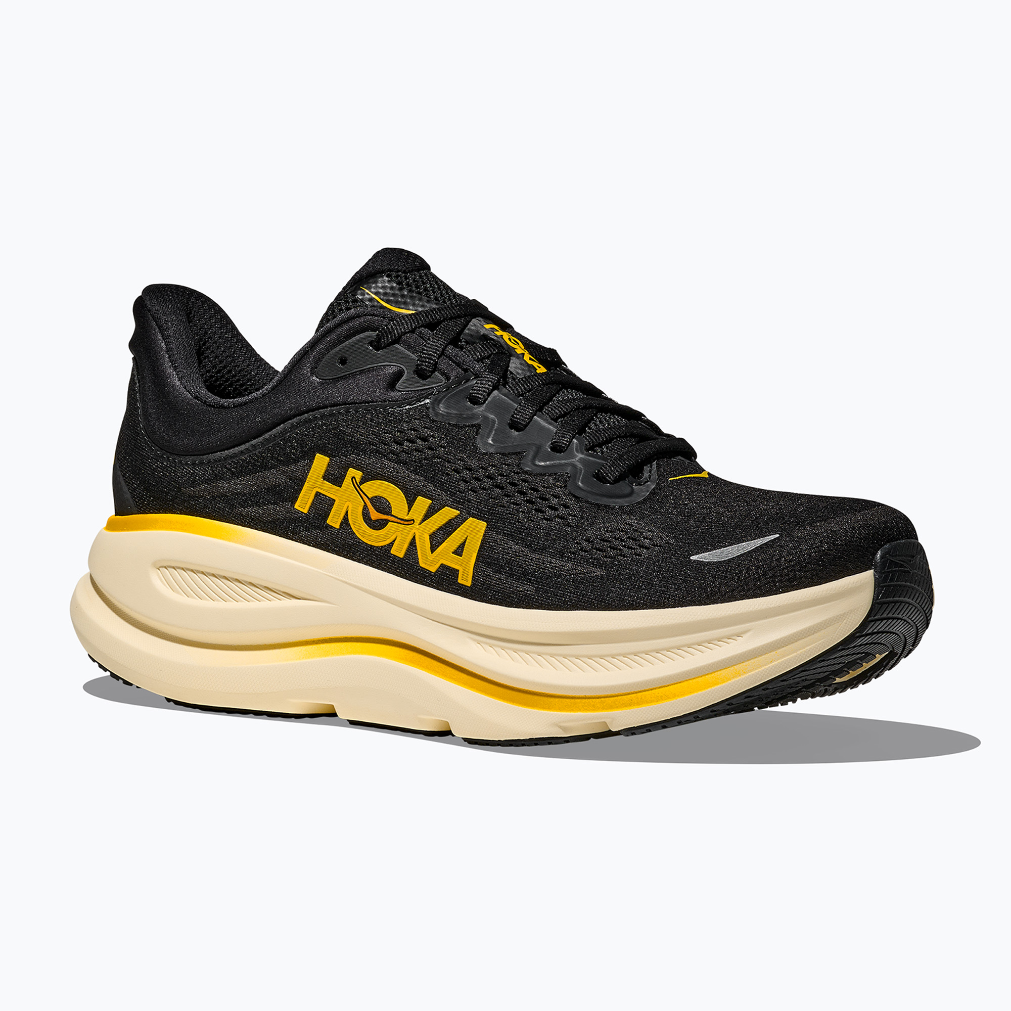 Pánske bežecké topánky Hoka Bondi 9 carbon black/yellow gold (Bondi 9 1162011-CWG)
