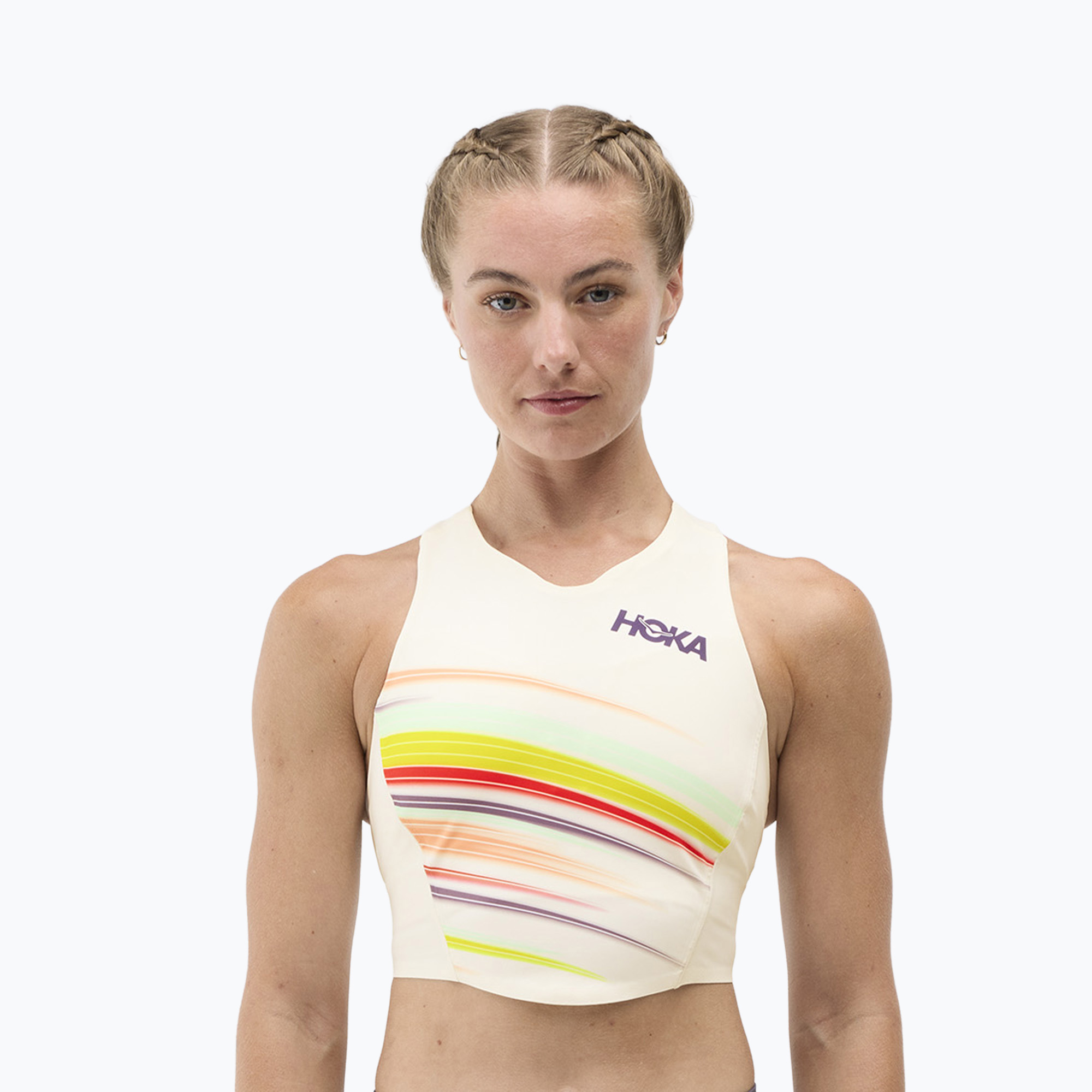 Top treningowy HOKA Race Day Crop alabaster flare 