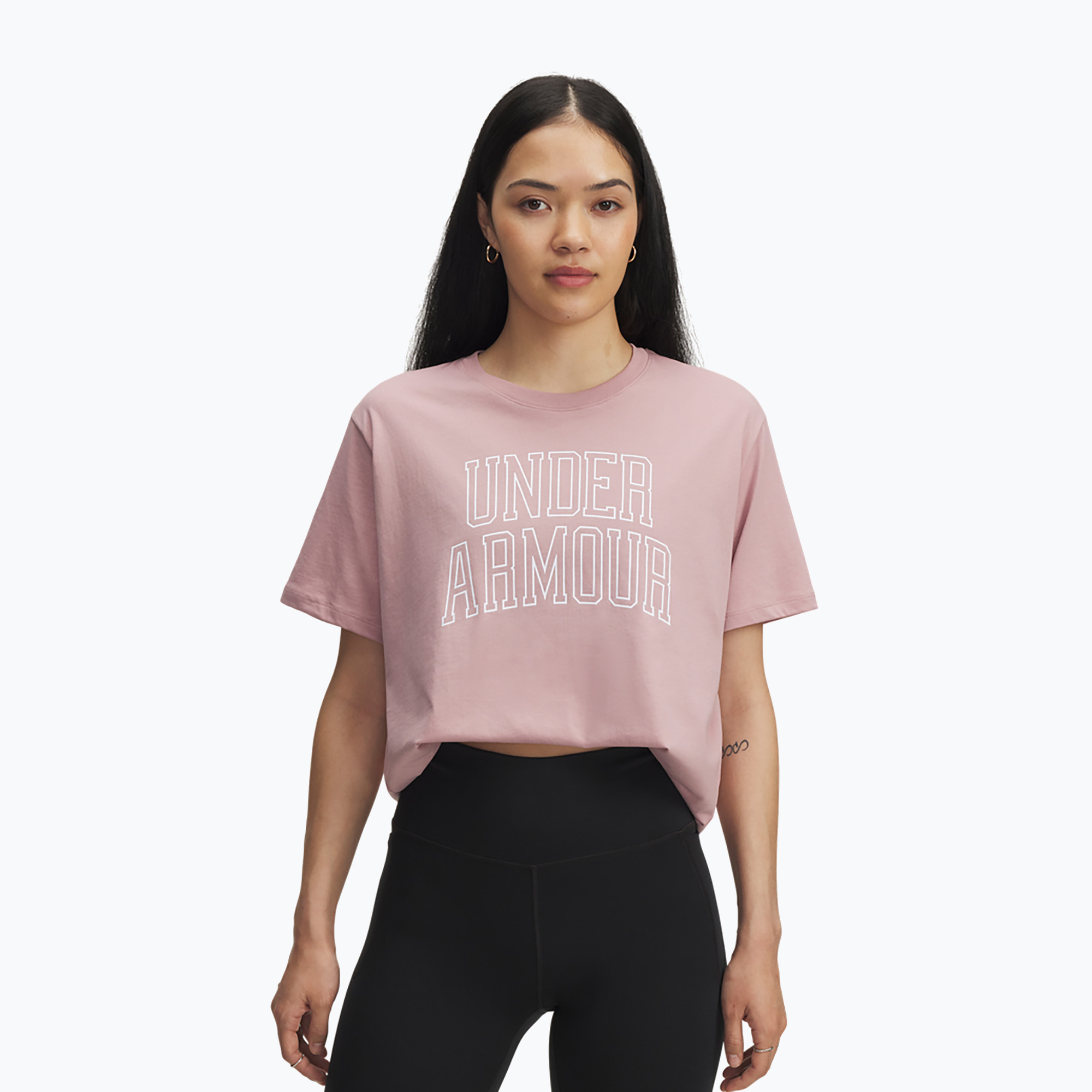 Koszulka treningowa damska Under Armour Rival Campus tourmaline pink/white 