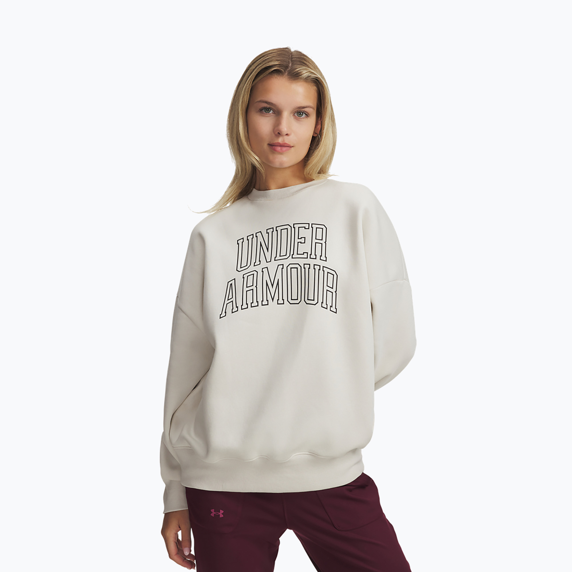 Bluza damska Under Armour Rival Fleece Varsity Crew summit white/black 