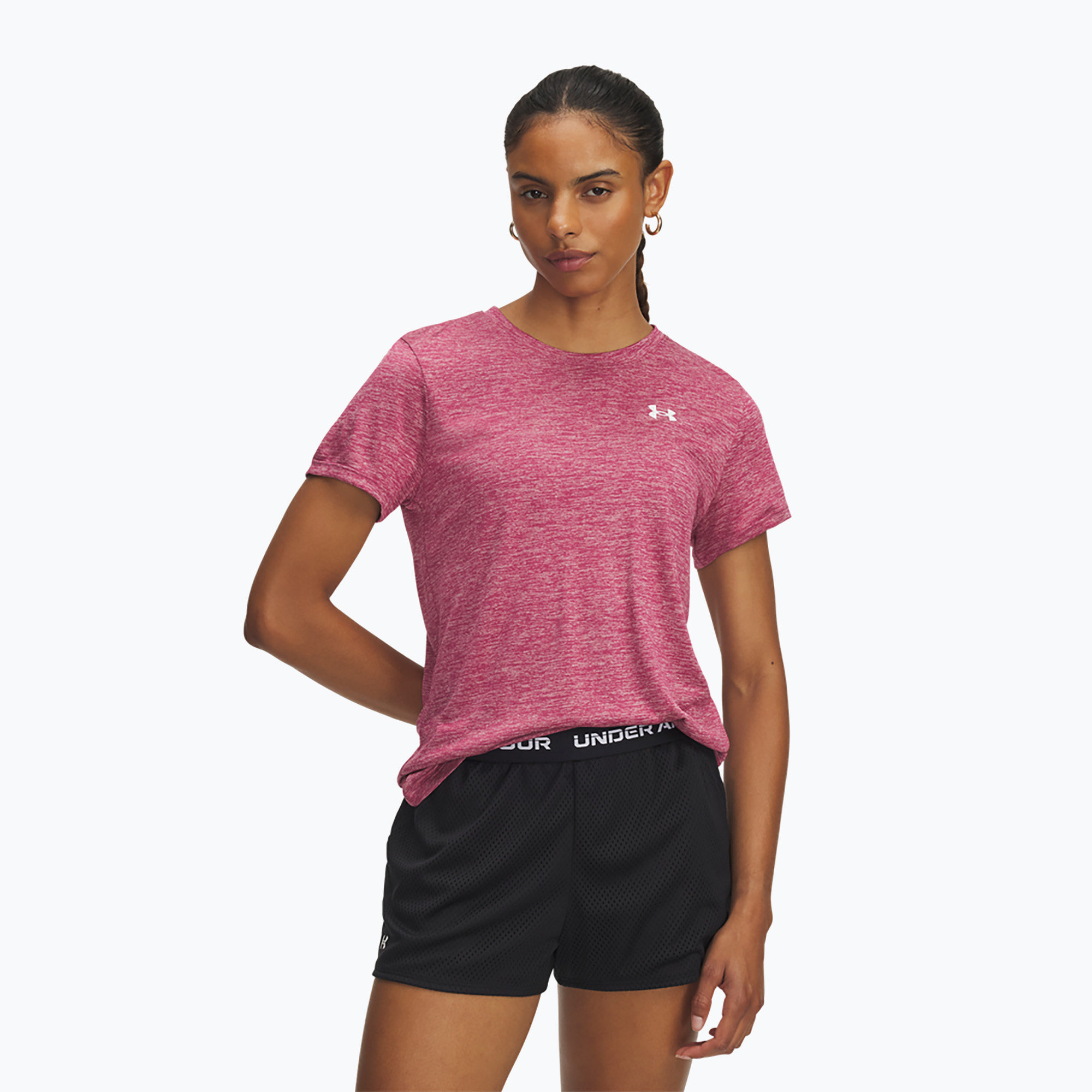Koszulka treningowa damska Under Armour Tech Twist fuchsia dusk/white 
