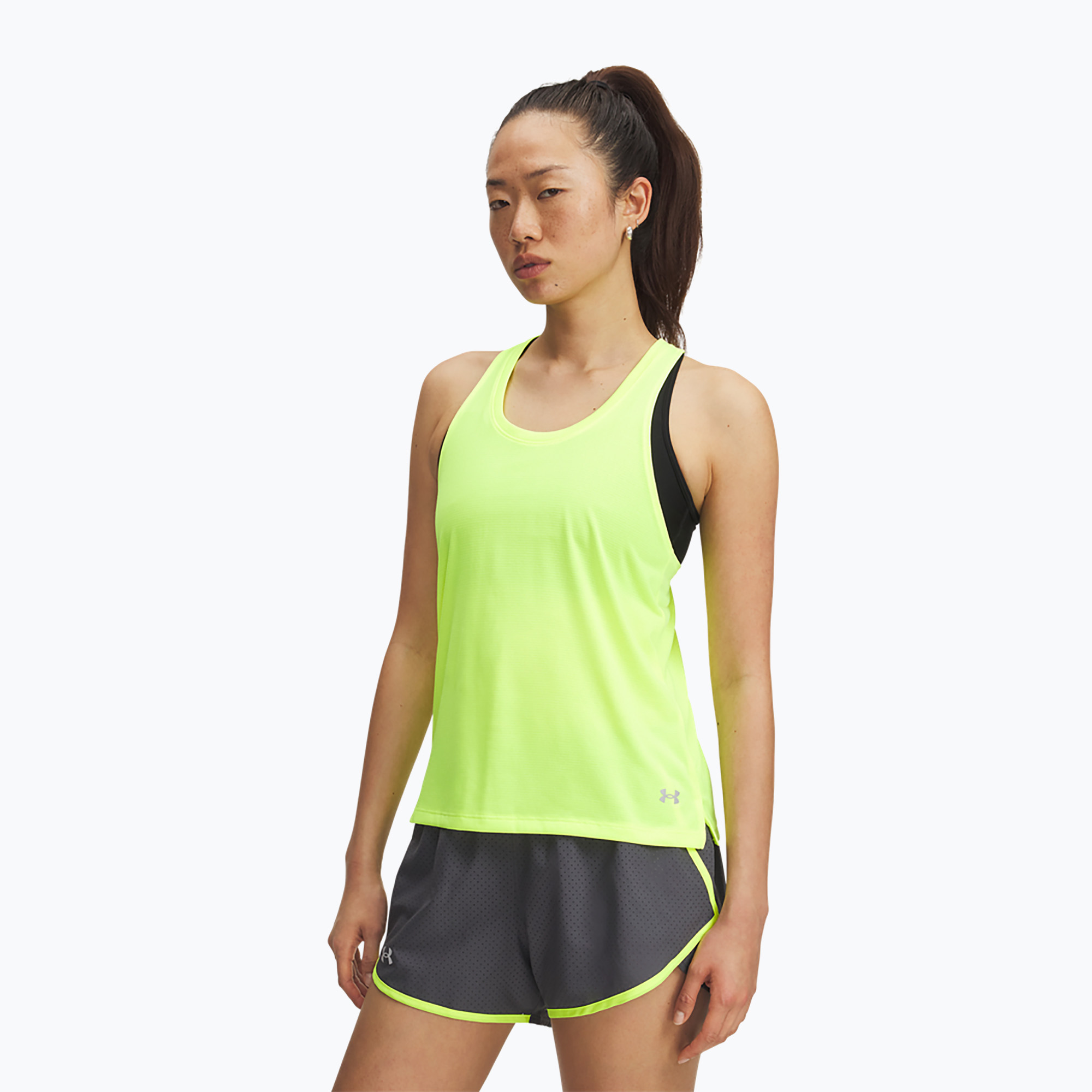 Koszulka do biegania damska Under Armour Launch Singlet high vis yellow/reflective 
