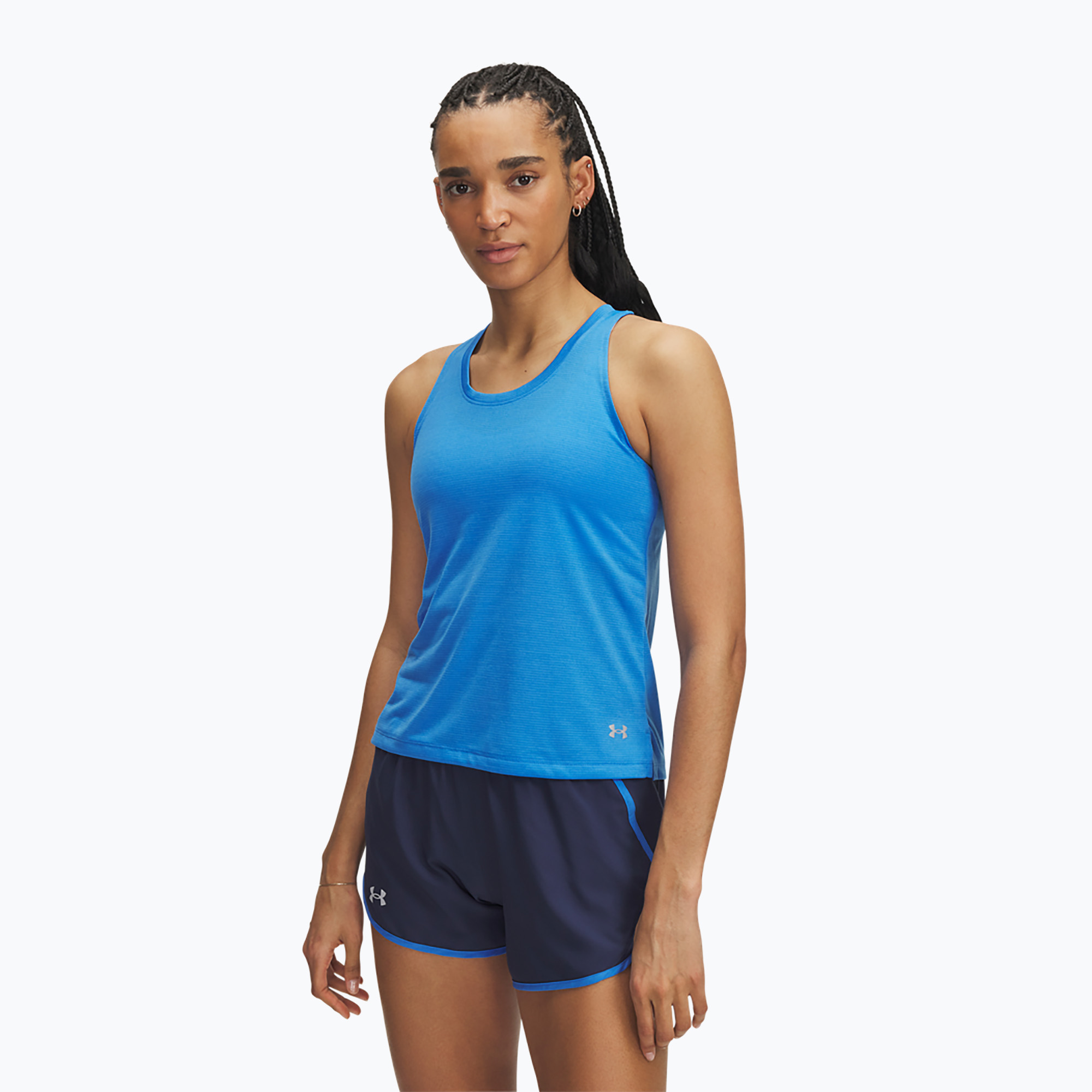 Koszulka do biegania damska Under Armour Launch Singlet blue atlantis/reflective 