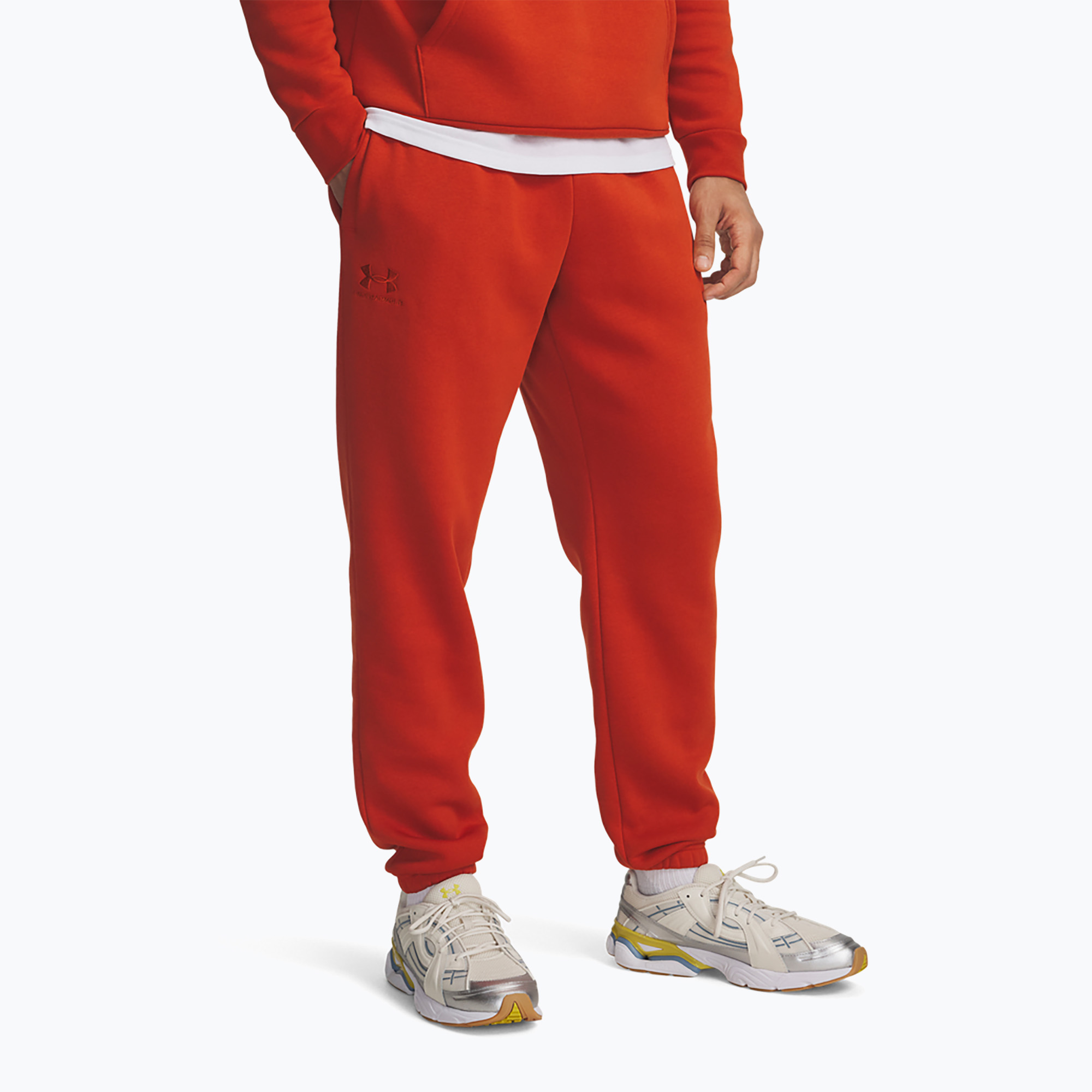 Spodnie treningowe męskie Under Armour Essential Fleece Joggers surplus orange/surplus orange 