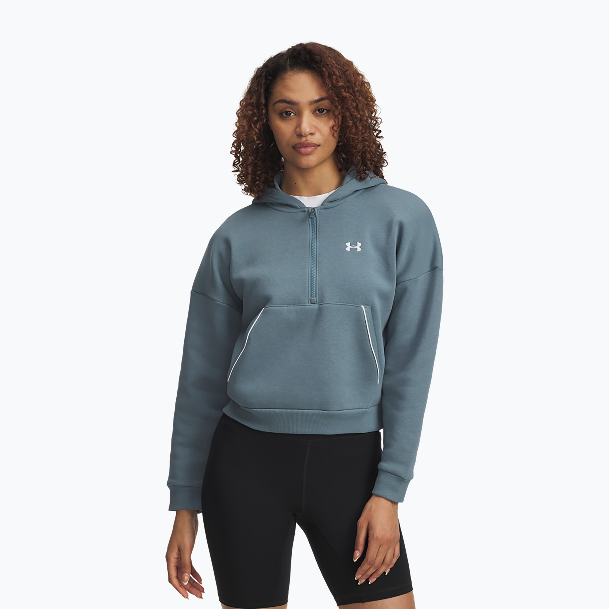 Dámska mikina Under Armour Rival Fleece Piped HZ Hoodie jasper blue/white