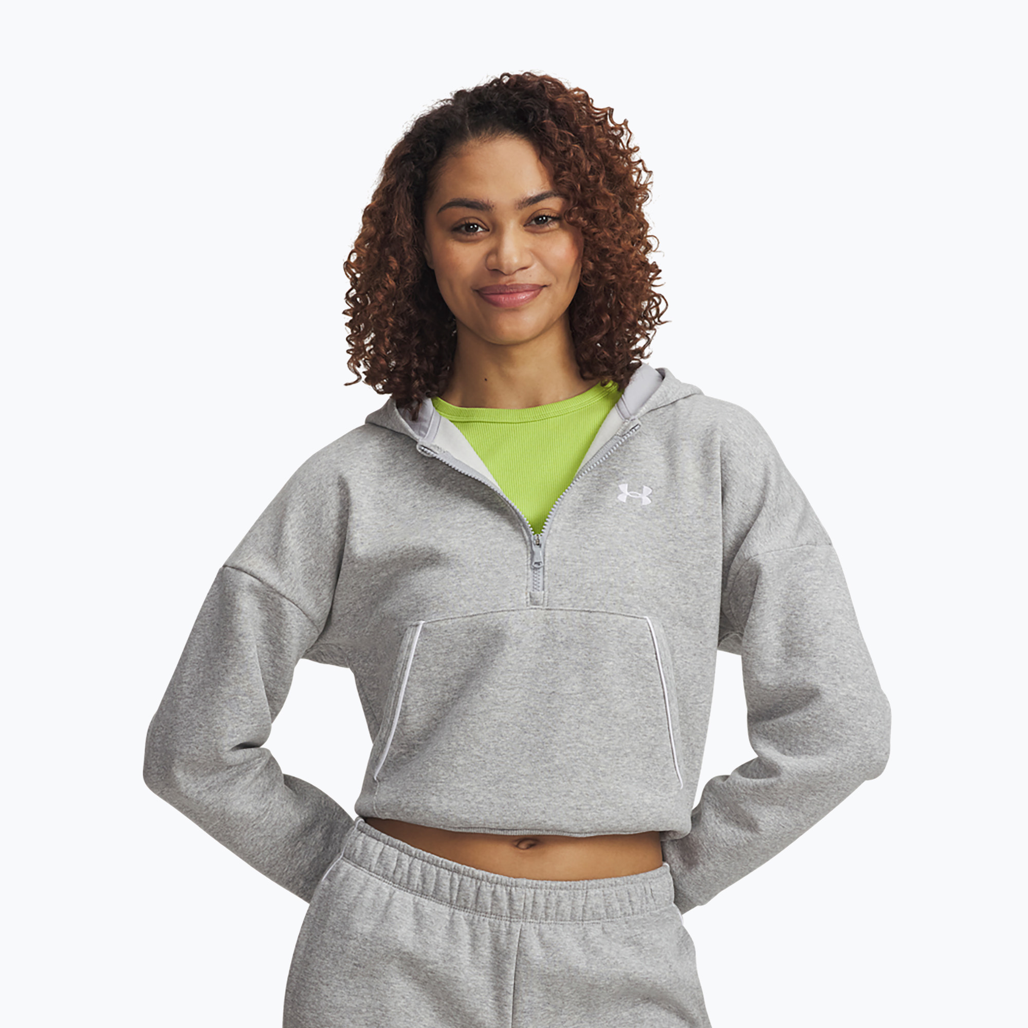 Bluza damska Under Armour Rival Fleece Piped HZ Hoodie mod gray light heather/white 