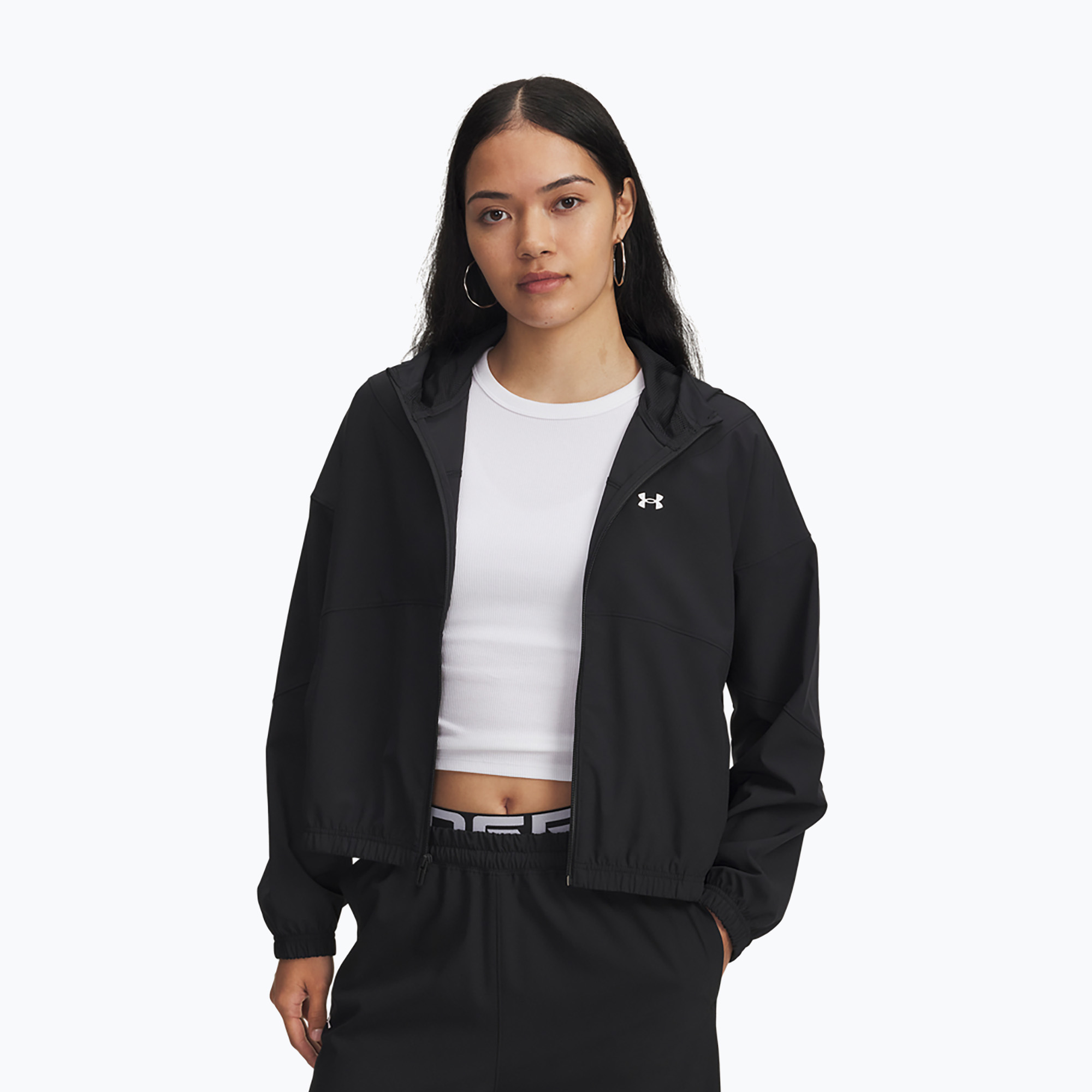 Kurtka damska Under Armour Rival Woven Hoody black/black/white 