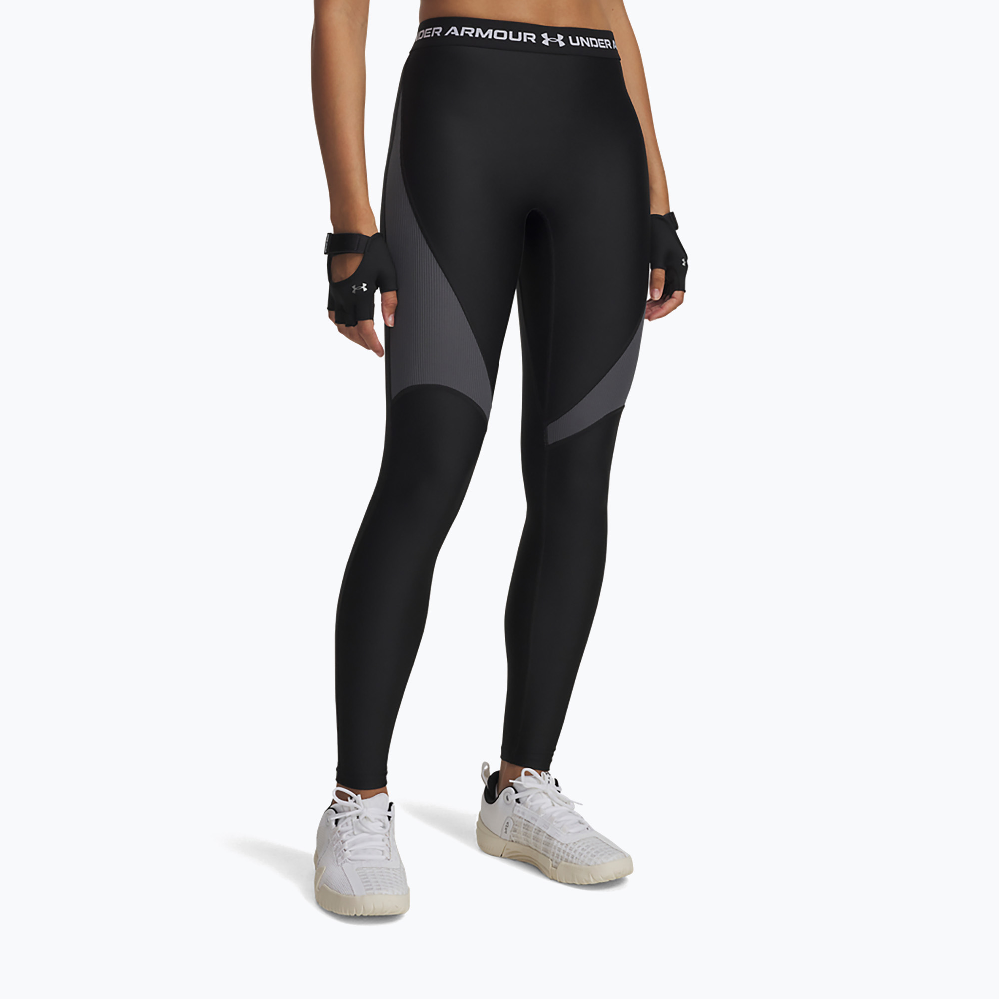 Legginsy damskie Under Armour HeatGear Rib black/castlerock/white 