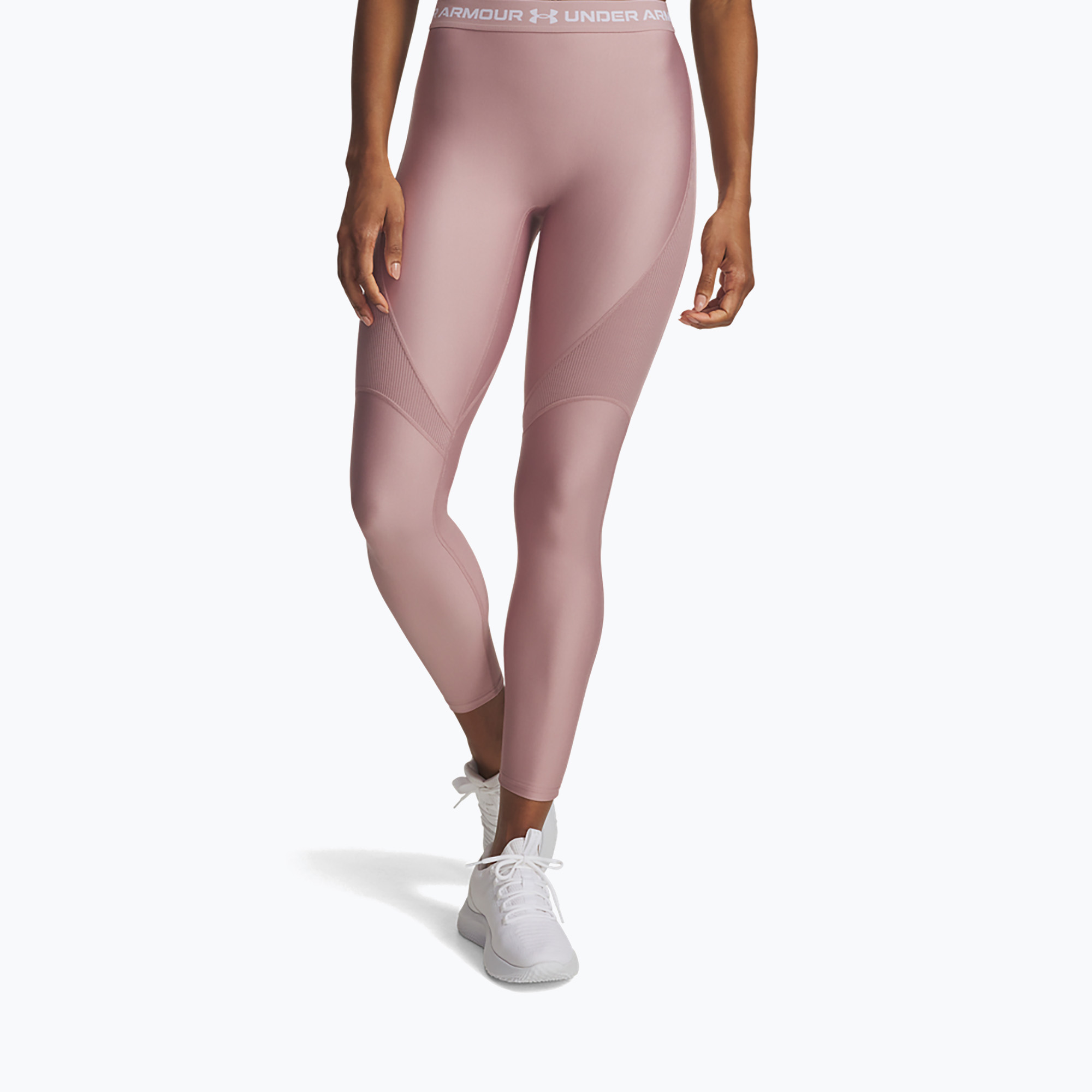 Legginsy damskie Under Armour HeatGear Rib tourmaline pink/tourmaline pink/white 