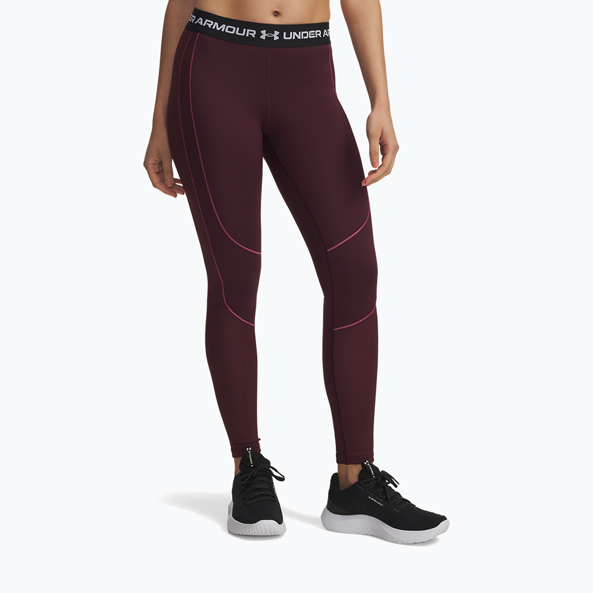 Leggings sportivi da donna Under Armour ColdGear Textured dark maroon/fuchsia dusk/white (XS) (ColdGear Textured 6003997-600)