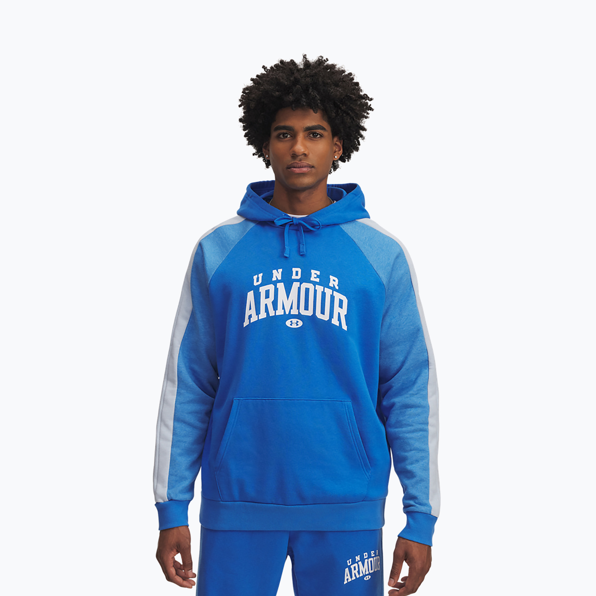 Bluza męska Under Armour Rival Fleece Colorblock Hoodie blue atlantis/white 