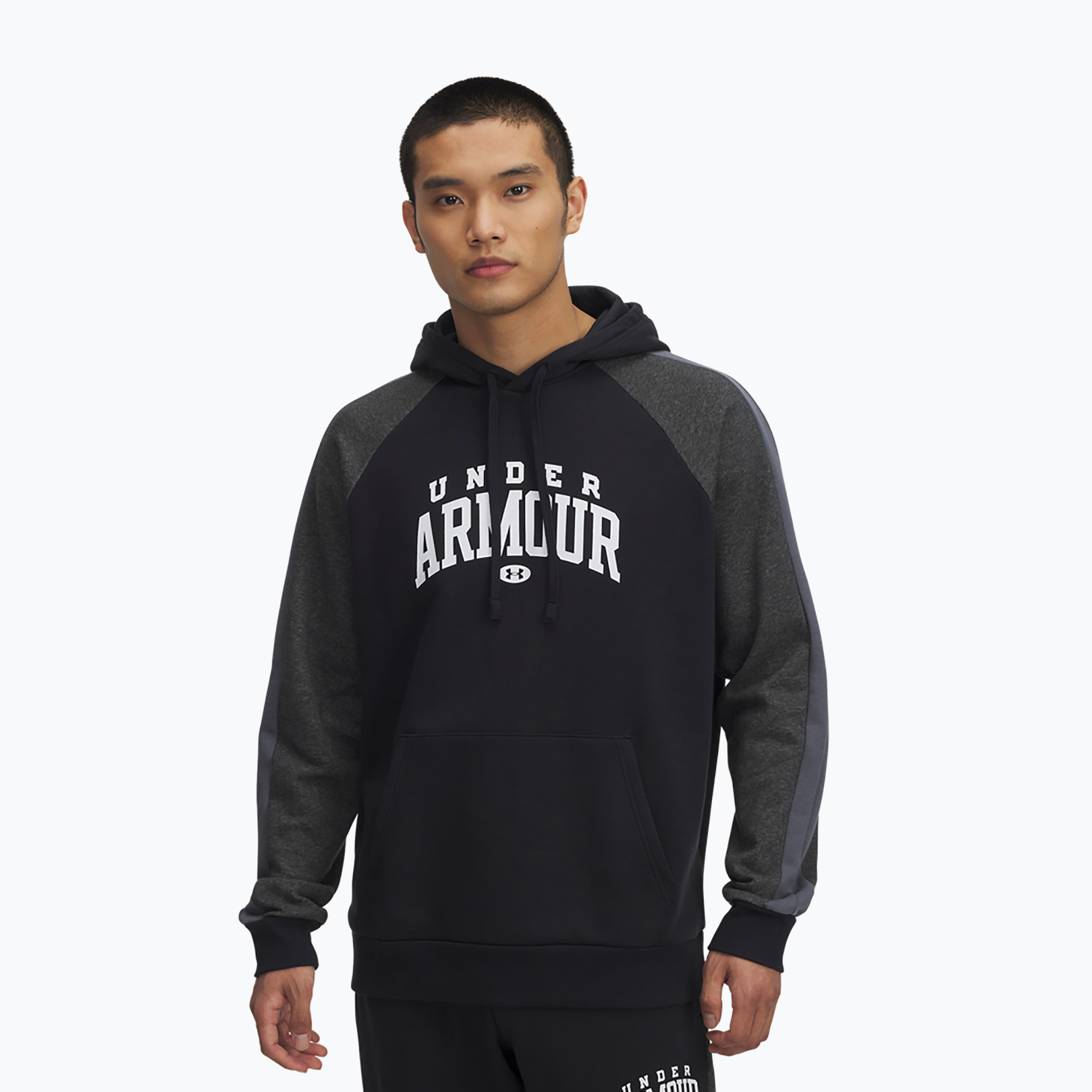 Bluza męska Under Armour Rival Fleece Colorblock Hoodie black/castlerock/white 