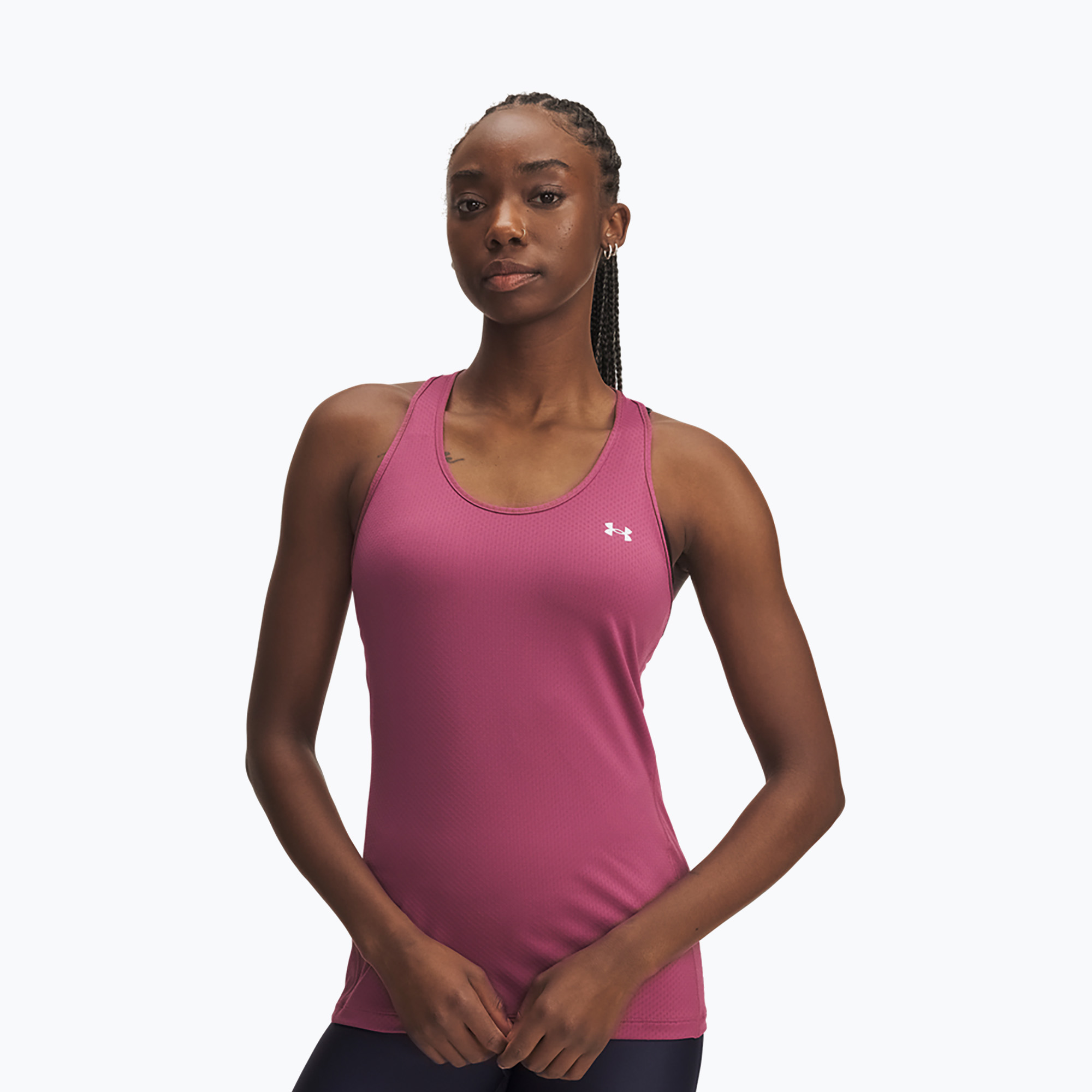 Koszulka treningowa damska Under Armour HeatGear Armour Racer fuchsia dusk/white 