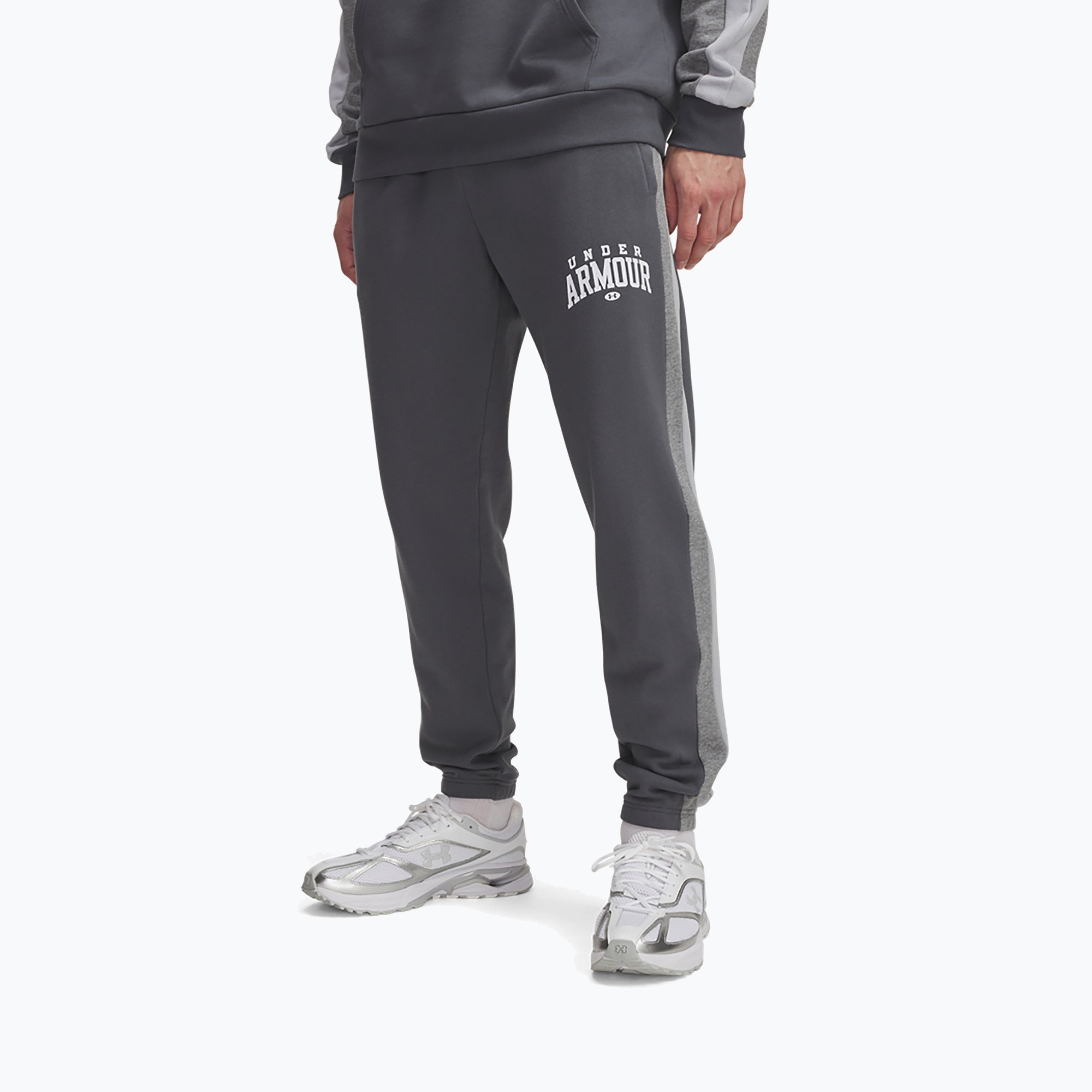 Spodnie treningowe męskie Under Armour Rival Fleece Colorblock castlerock/mod gray/white 