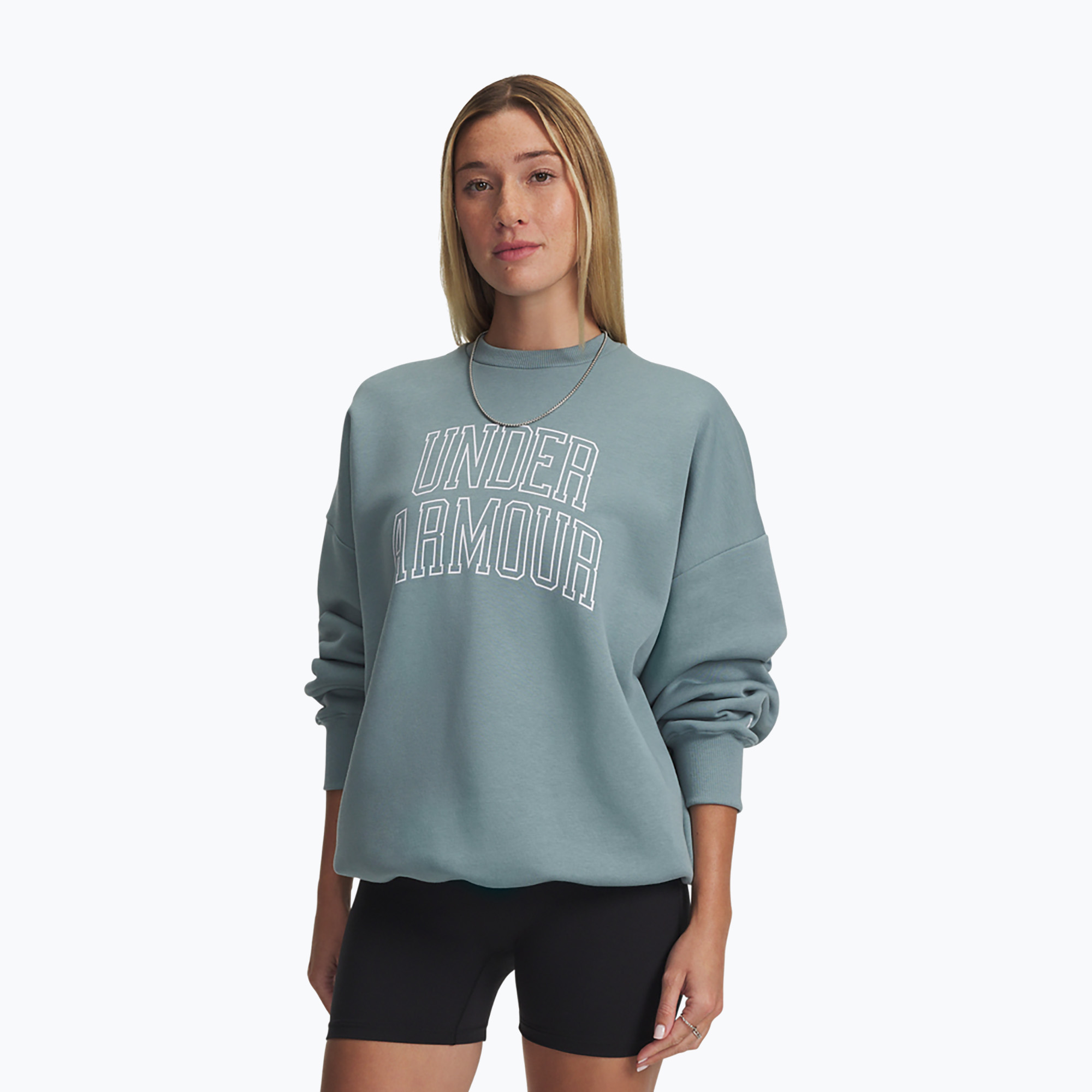 Dámska mikina Under Armour Rival Fleece Varsity Crew serpentine/white (Rival Fleece Varsity Crew 6007880-323)