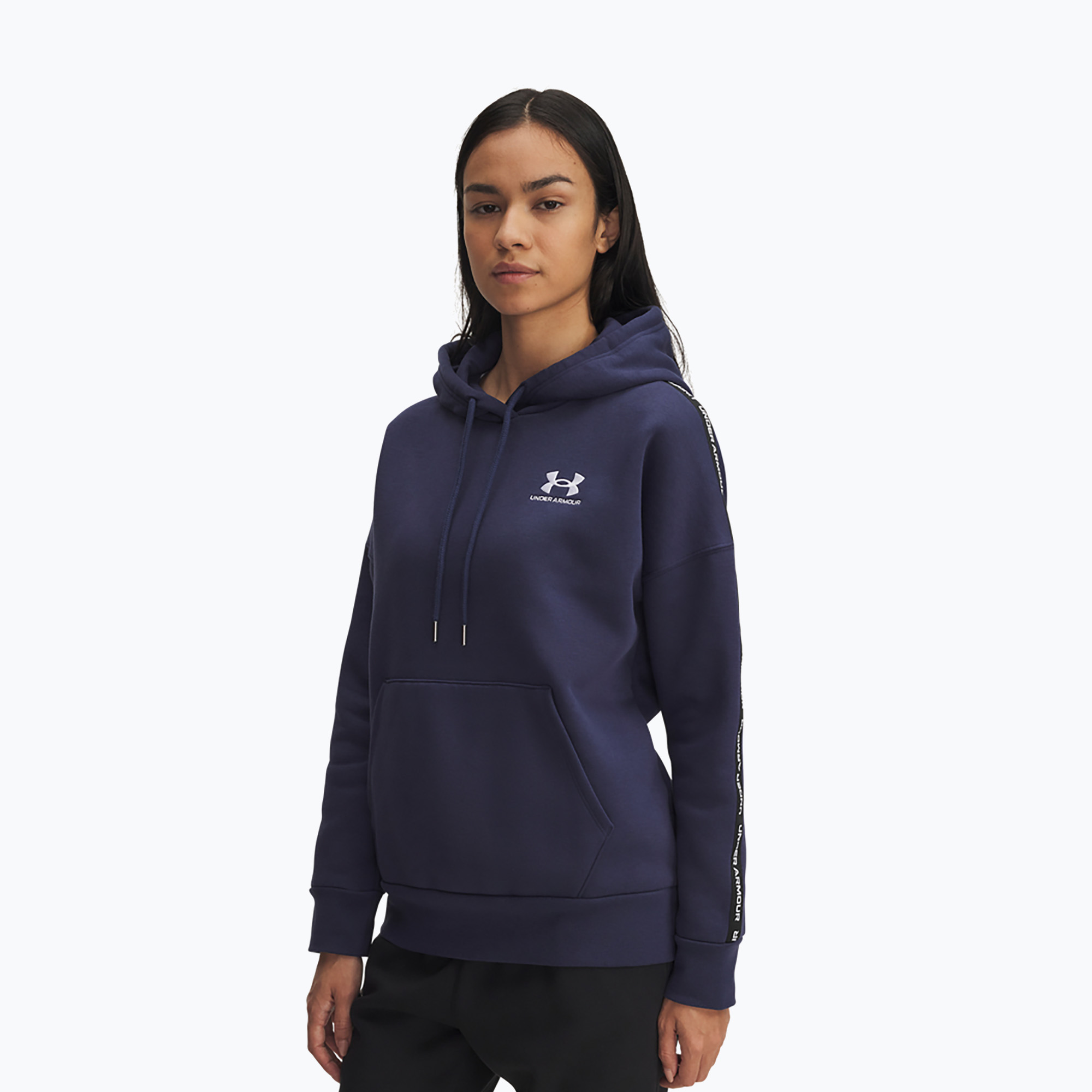 Bluza damska Under Armour Icon Fleece Taped Hoody washed navy/white 