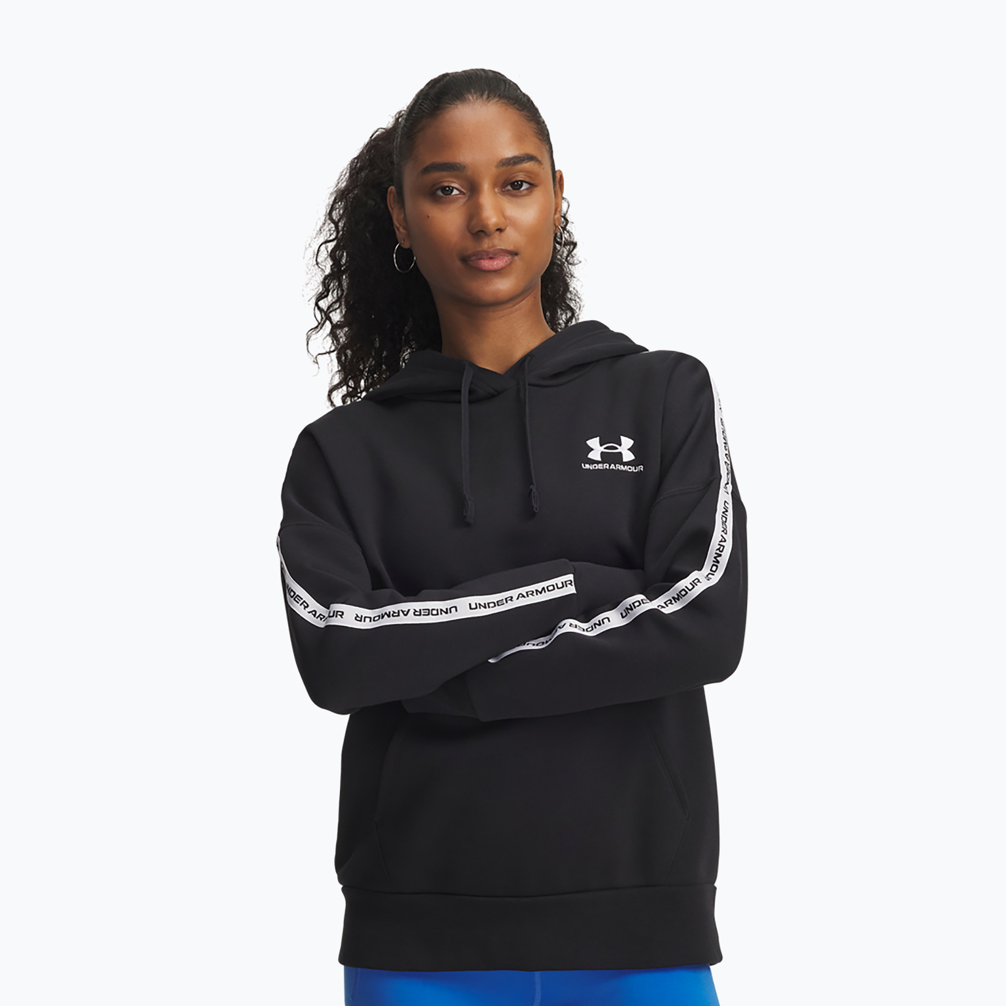 Bluza damska Under Armour Icon Fleece Taped Hoody black/white 