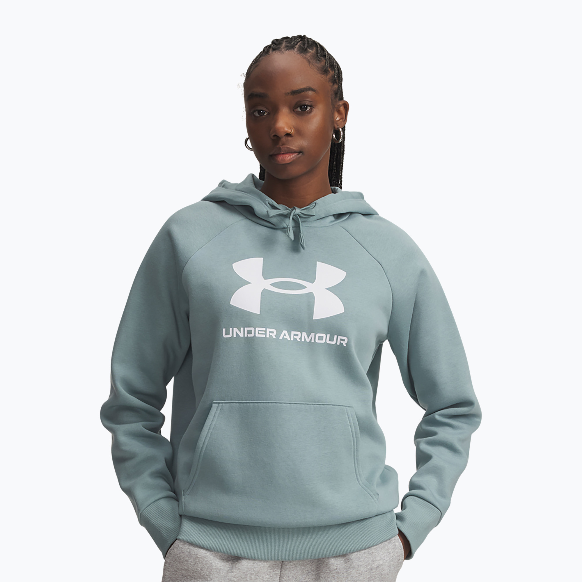 Bluza damska Under Armour Rival Fleece Big Logo Hoody serpentine/white 