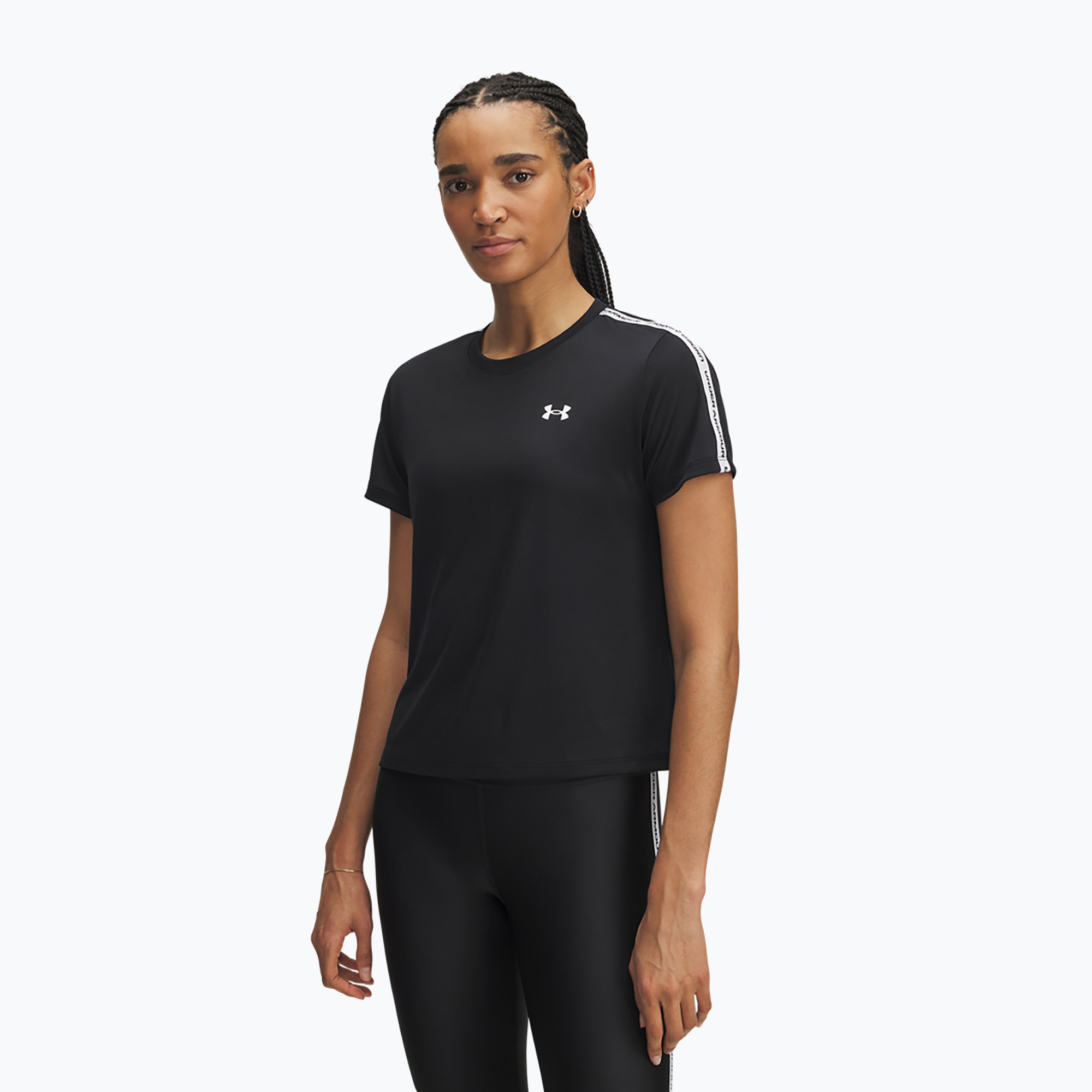 Koszulka treningowa damska Under Armour Tech Wordmark Tape black/white/white 