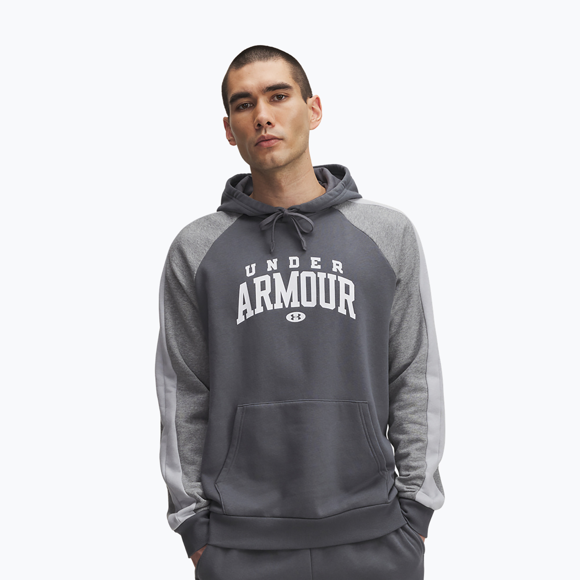 Bluza męska Under Armour Rival Fleece Colorblock Hoodie castlerock/mod gray/white 