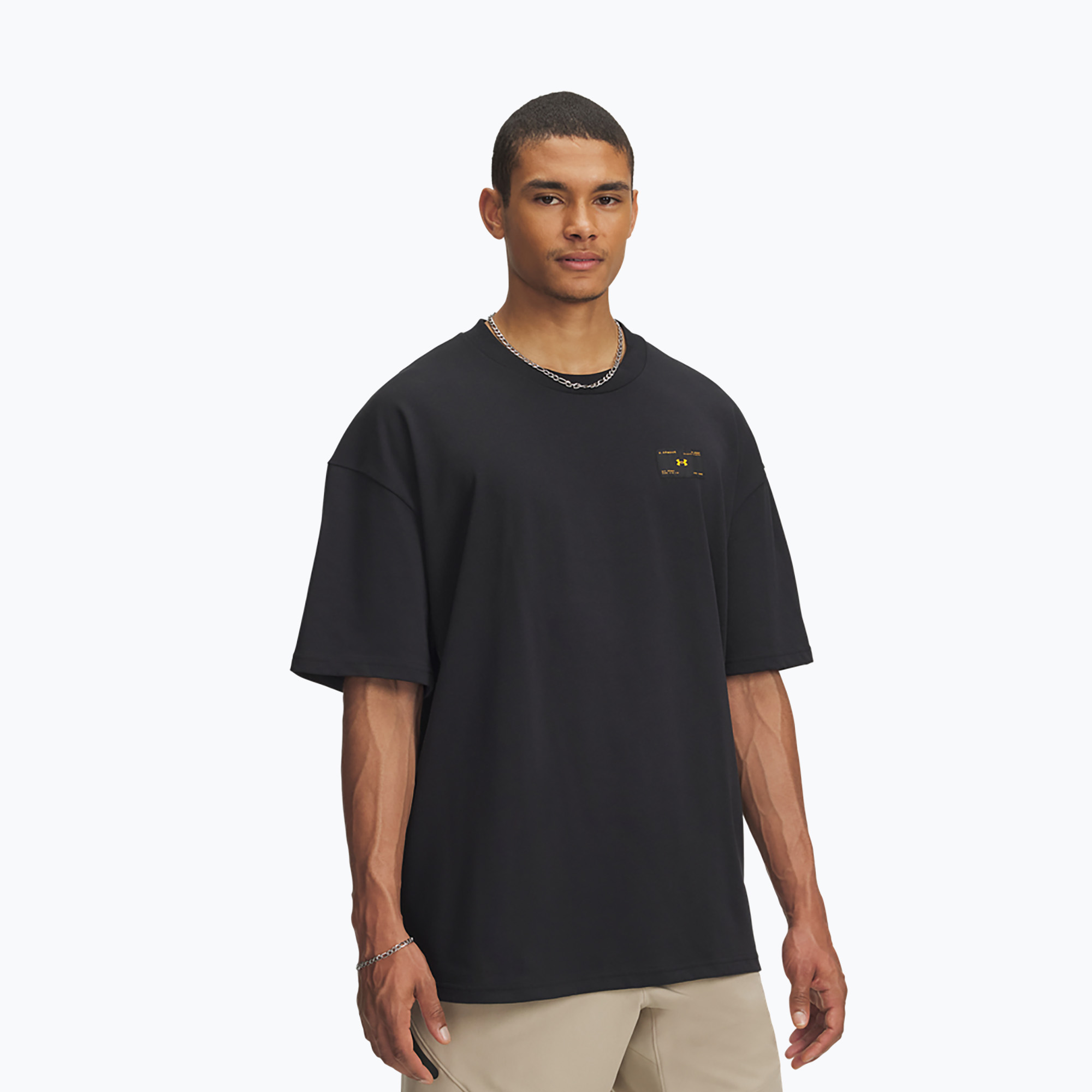 Koszulka męska Under Armour Woven Label Heavyweight black/black 
