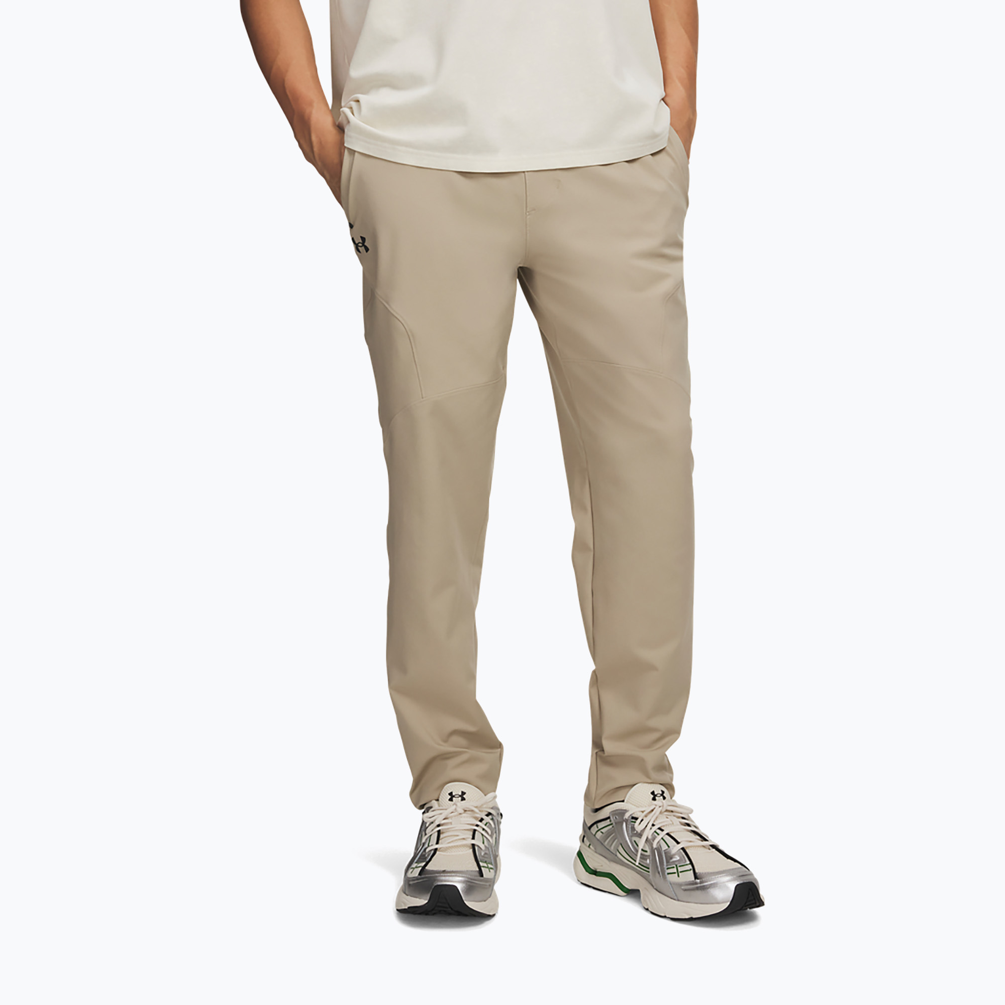 Мъжки панталони за тренировка Under Armour Unstoppable Tapered Pants city khaki/black