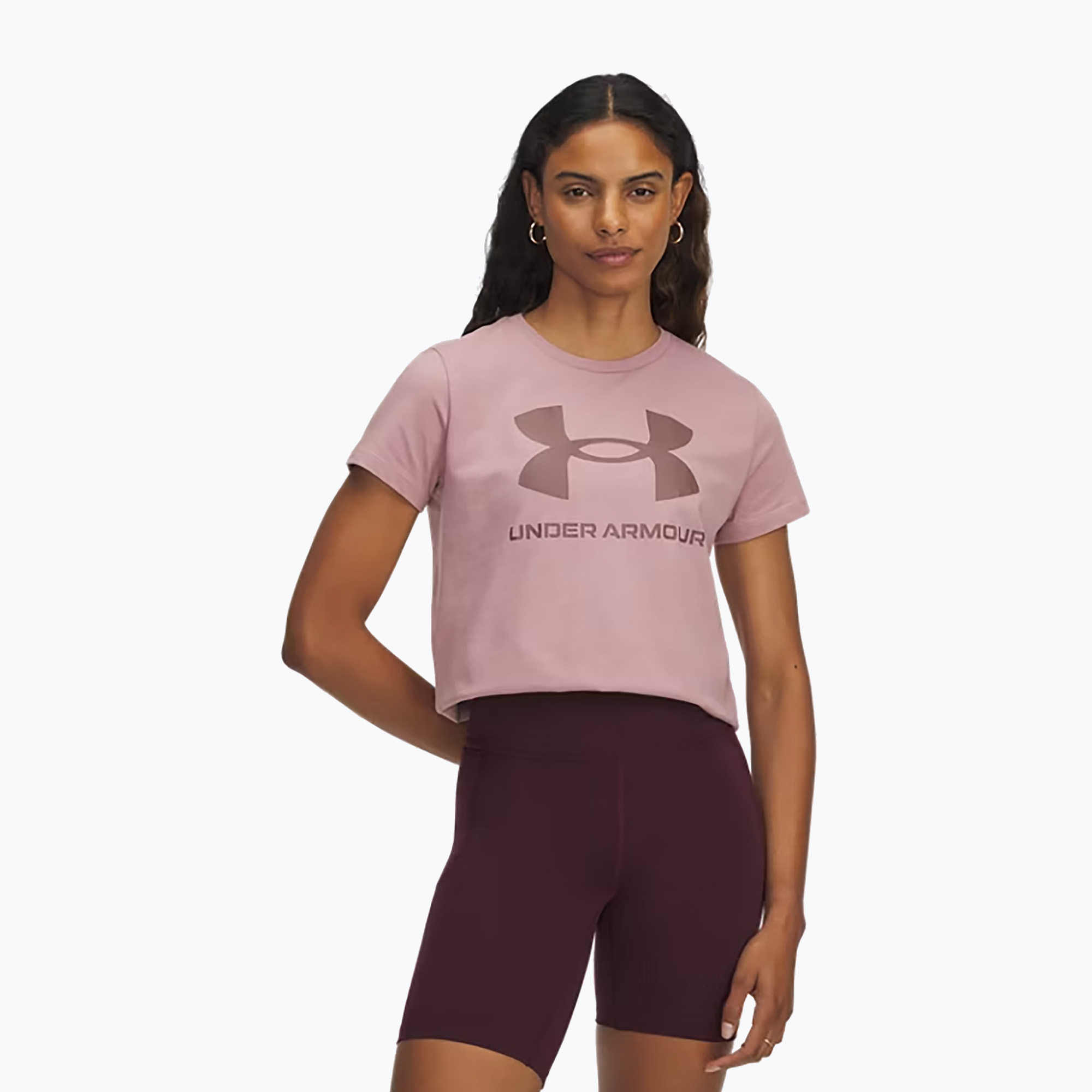 Дамска тениска за тренировка Under Armour Rival Logo turmalin pink/maroon mist
