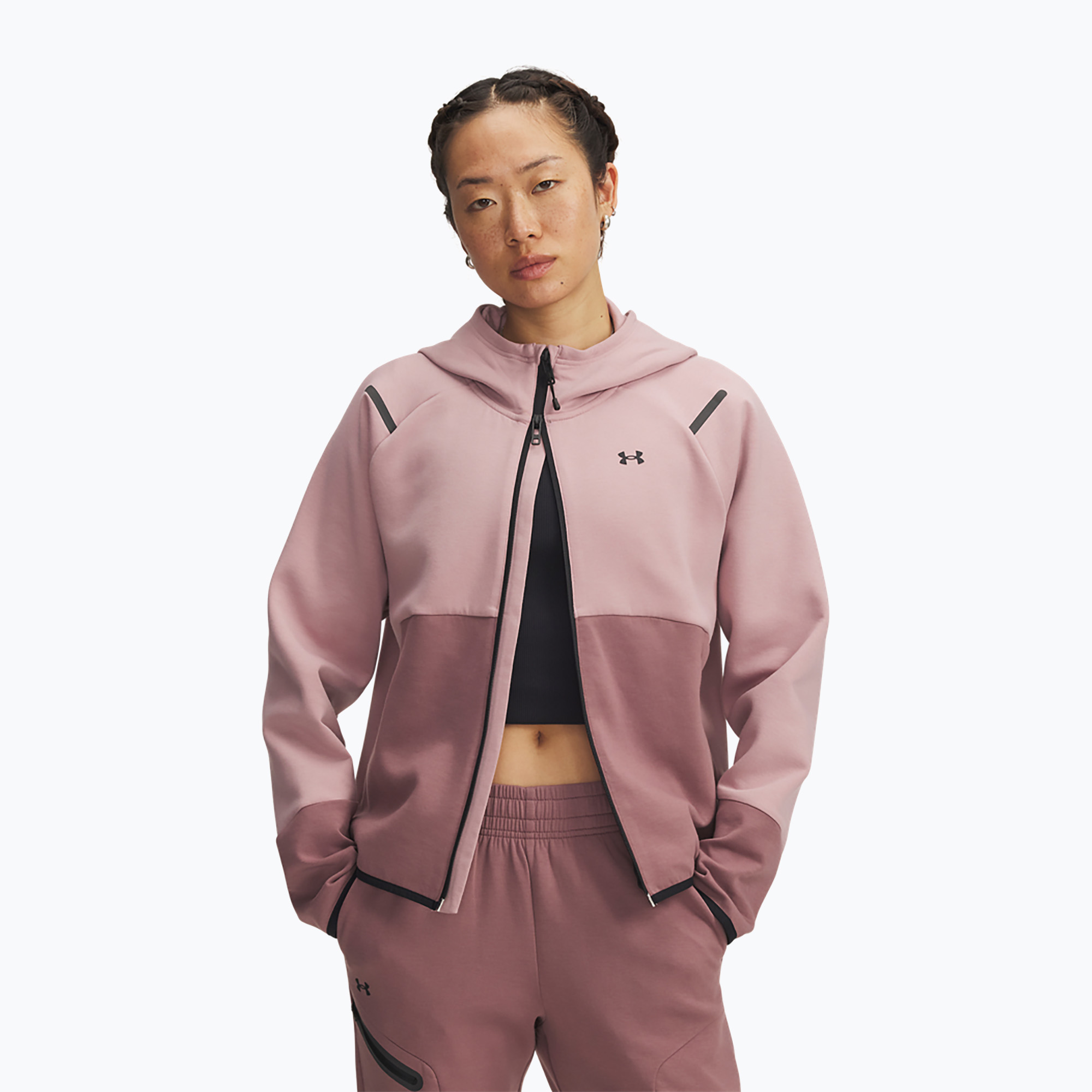 Bluza damska Under Armour Unstoppable Fleece HZ tourmaline pink/maroon mist/black 