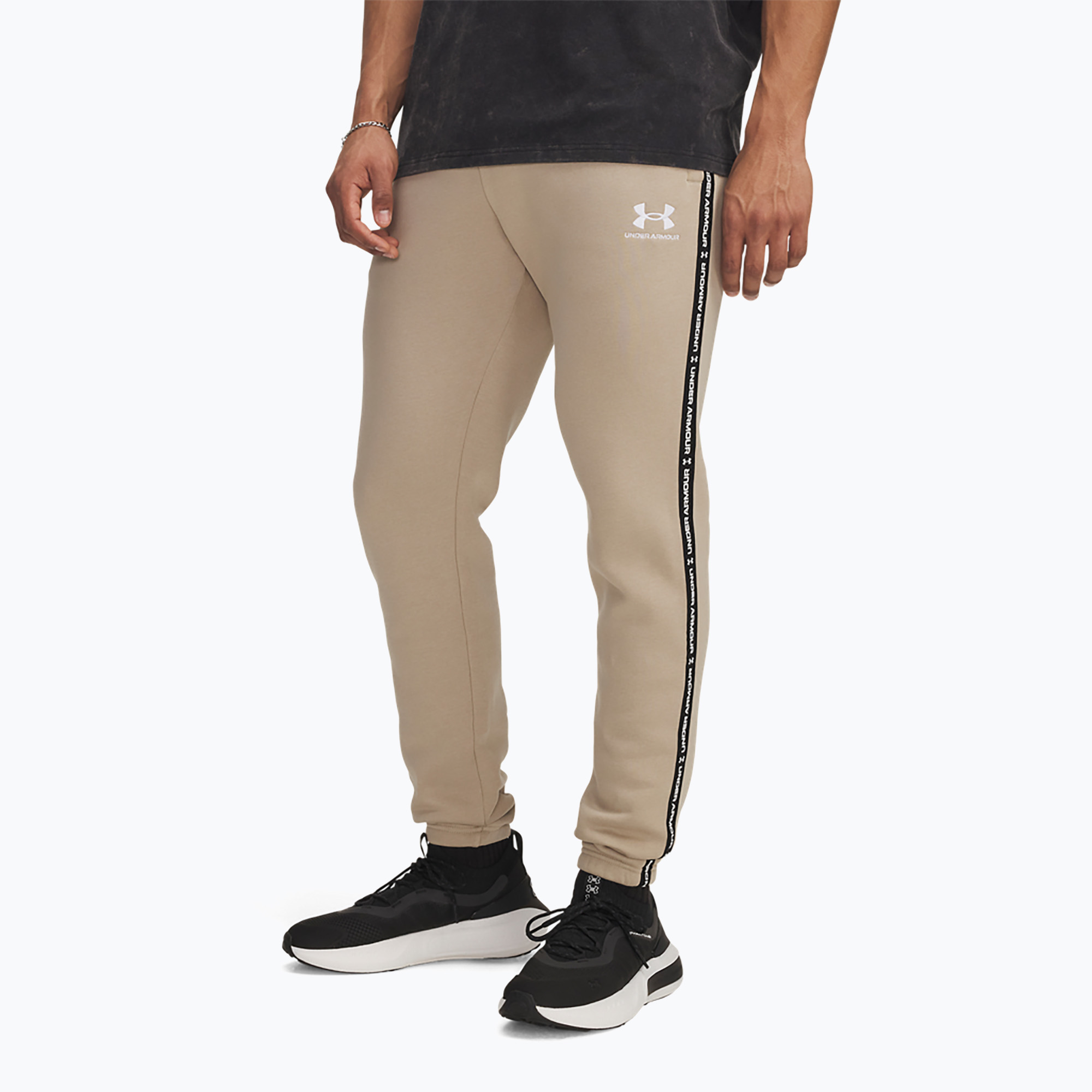 Spodnie męskie Under Armour Icon Fleece Jgr city khaki/white 