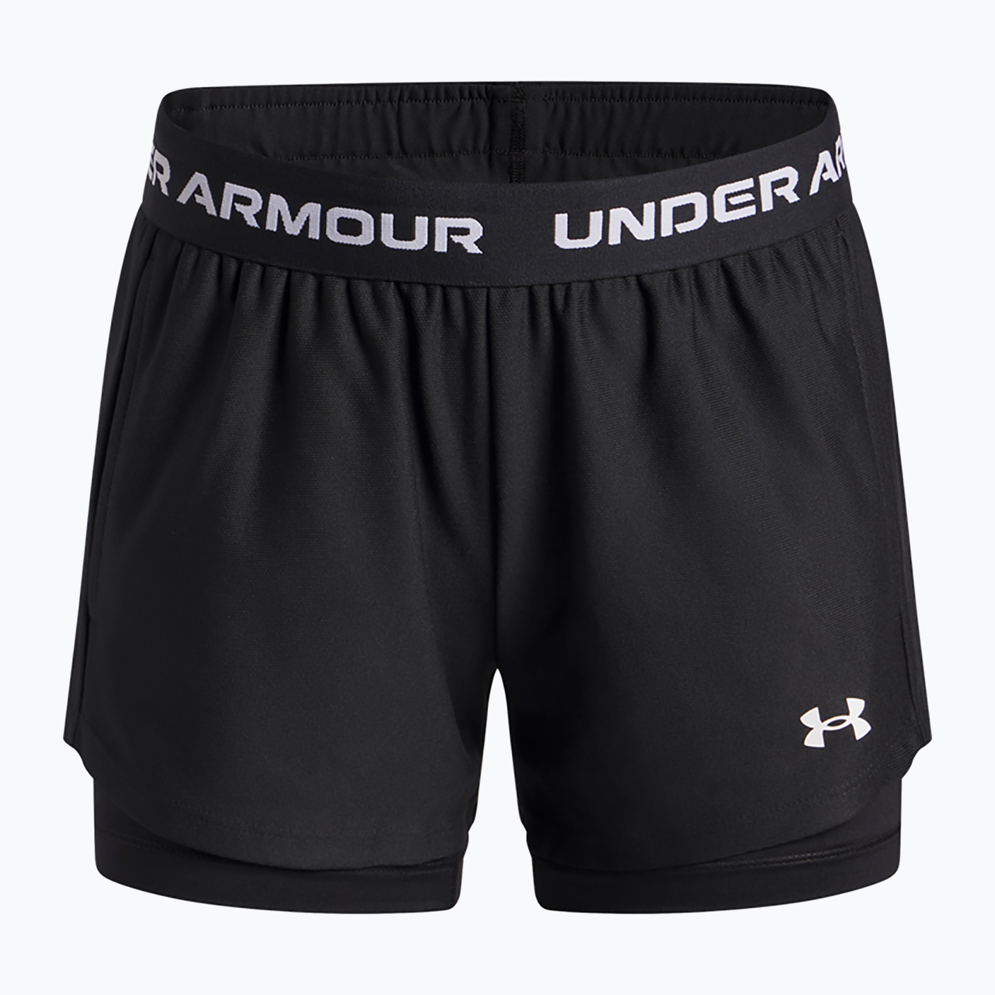 Pantaloni scurți de antrenament pentru copii Under Armour UA Tech Play Up 2IN1 Shorts black/black/white