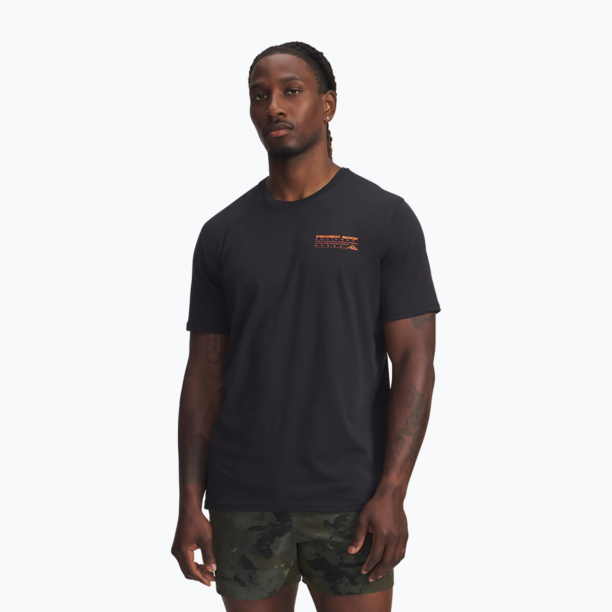 Koszulka treningowa męska Under Armour Project Rock Q4 1 black/orange base 